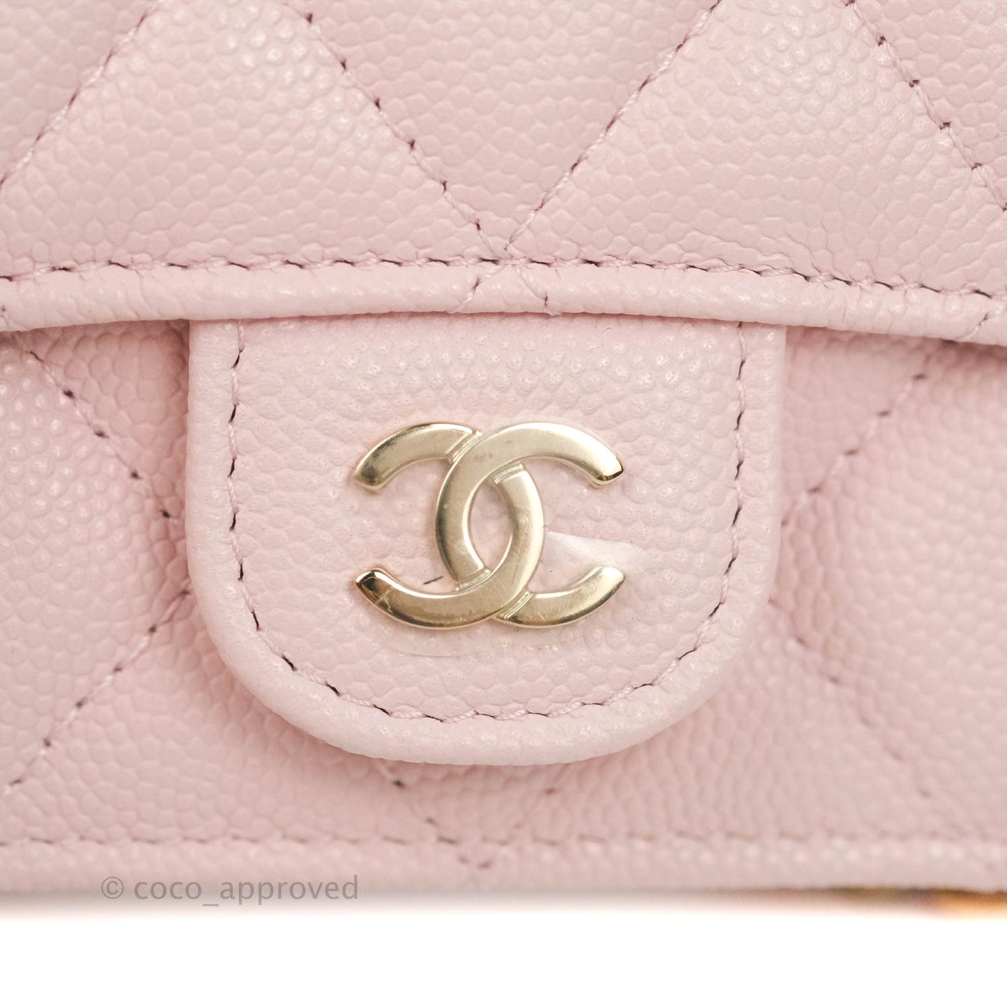 Chanel Mini Wallet With Chain Light Pink Caviar Gold Hardware