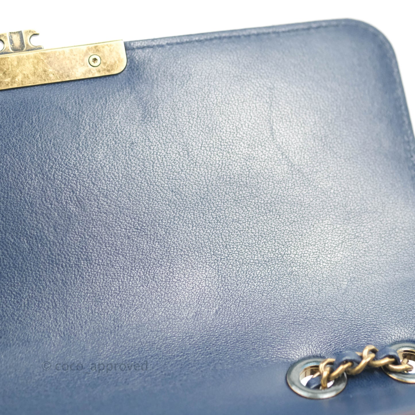 Chanel Beauty Lock Flap Bag Navy Sheepskin Aged Gold Hardware