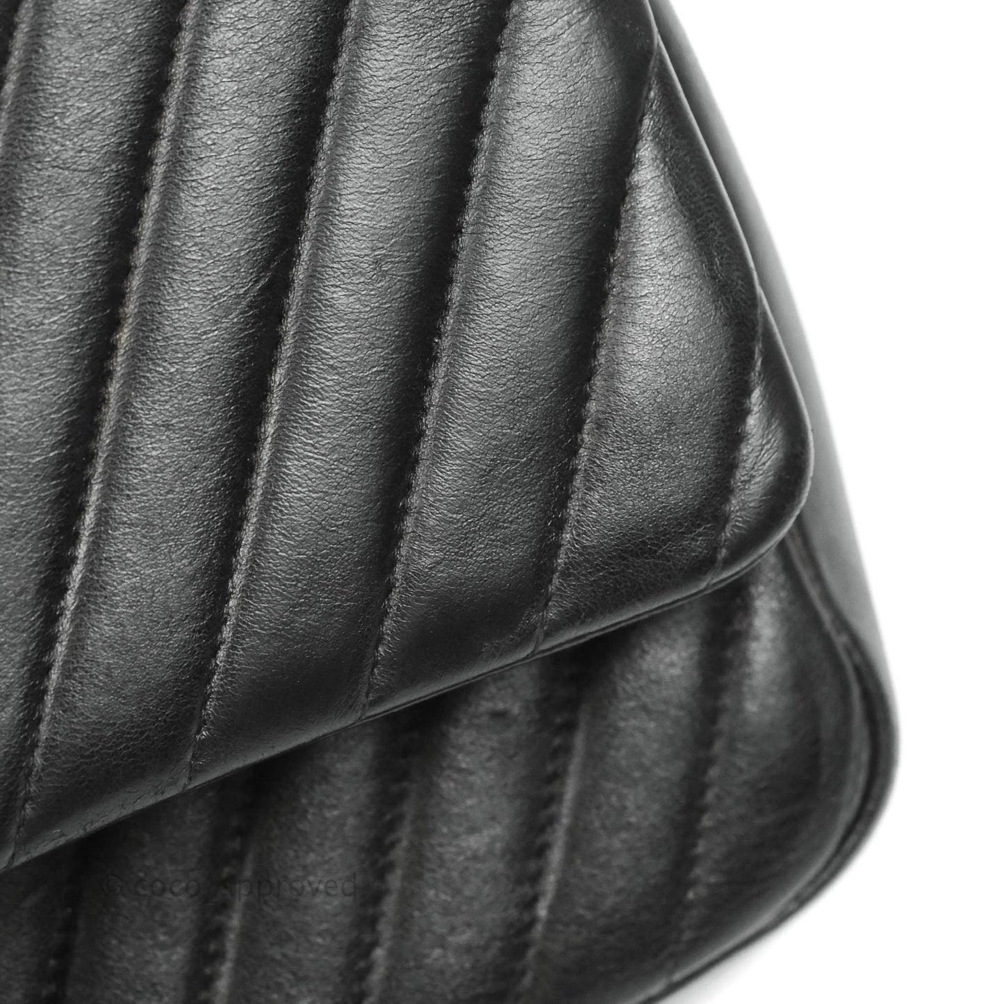 Chanel Large Chevron Single Flap Bag Black Calfskin Gold Hardware