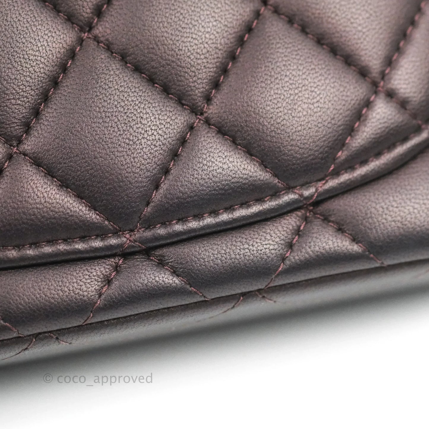 Chanel Top Handle Mini Rectangular Flap Bag Dark Purple Lambskin Gold Hardware