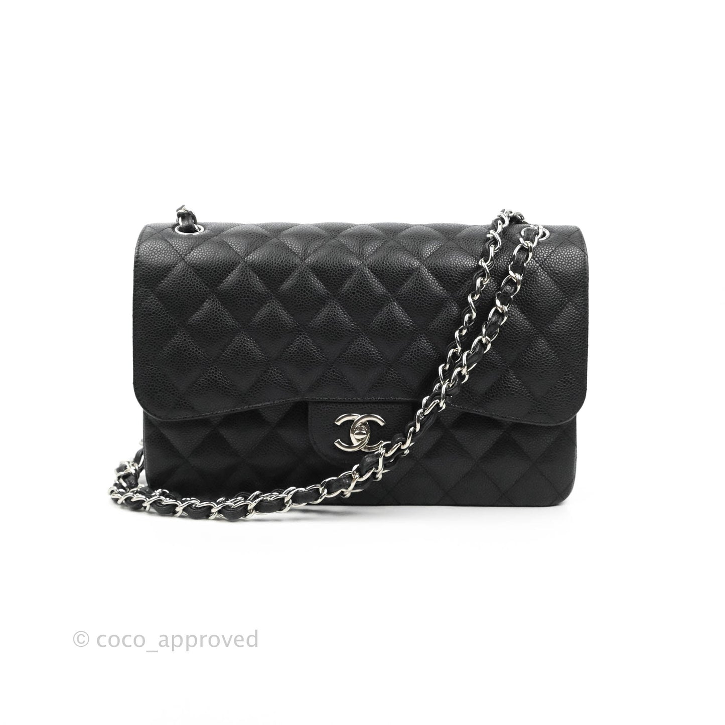 Chanel Jumbo Double Flap Black Caviar Silver Hardware⁣⁣