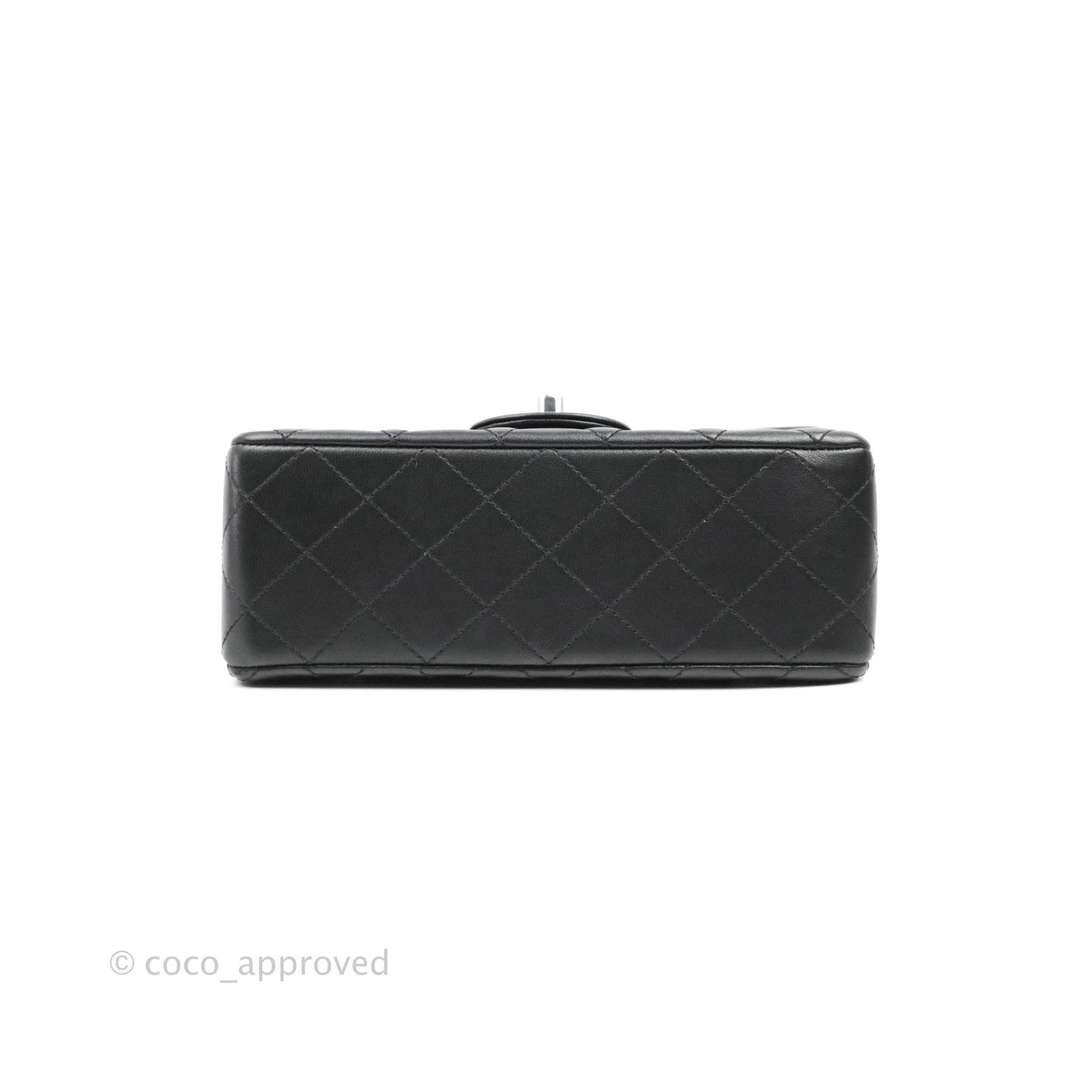 Chanel Quilted Mini Rectangular Flap Black Lambskin Silver Hardware
