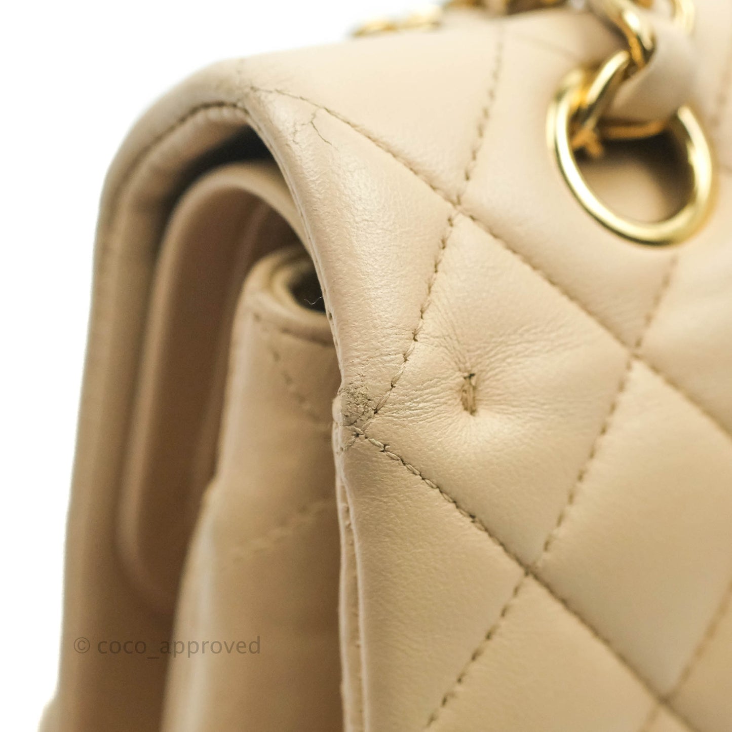 Chanel Classic Medium Flap Quilted Beige Lambskin Gold Hardware