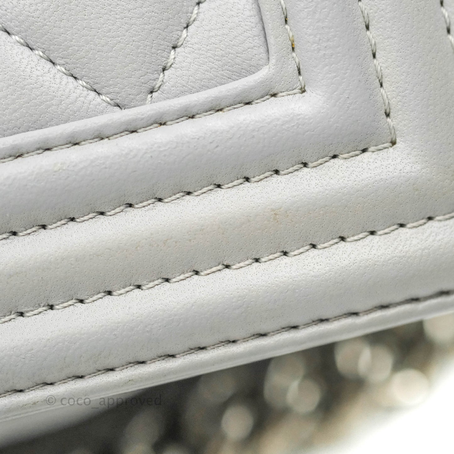 Chanel Quilted Medium Boy Grey Lambskin Silver Hardware