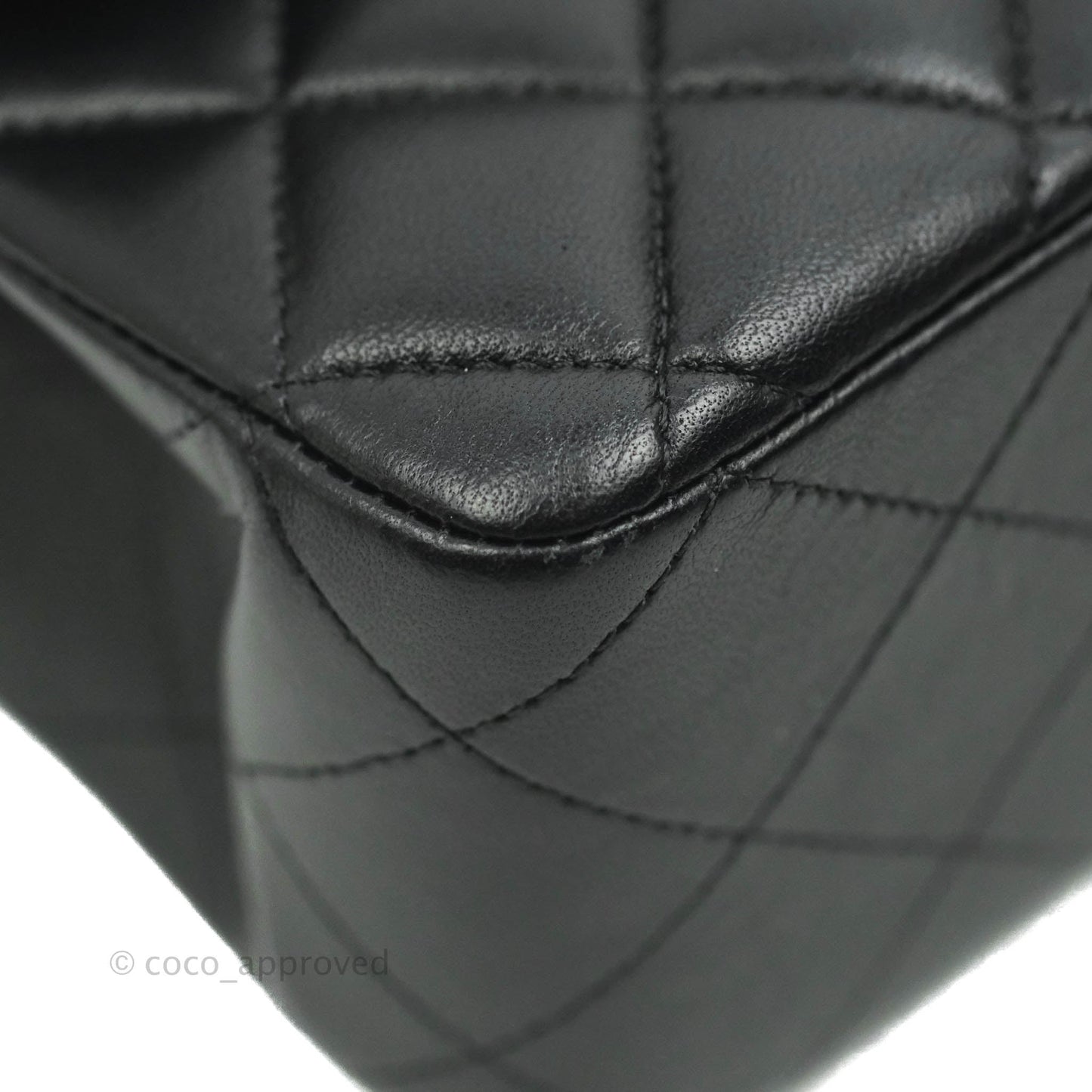 Chanel Classic M/L Medium Flap Quilted Black Lambskin Silver Hardware