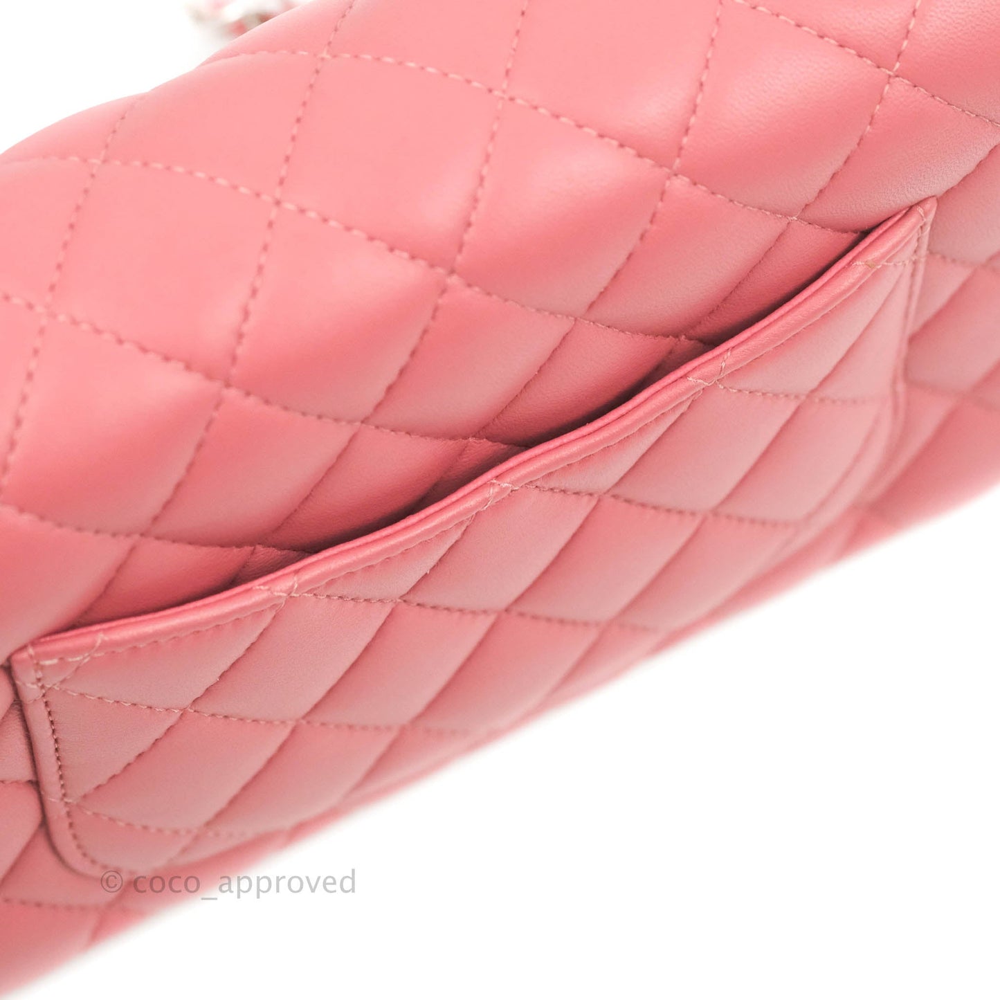 Chanel Quilted Mini Rectangular Flap Pink Lambskin Silver Hardware