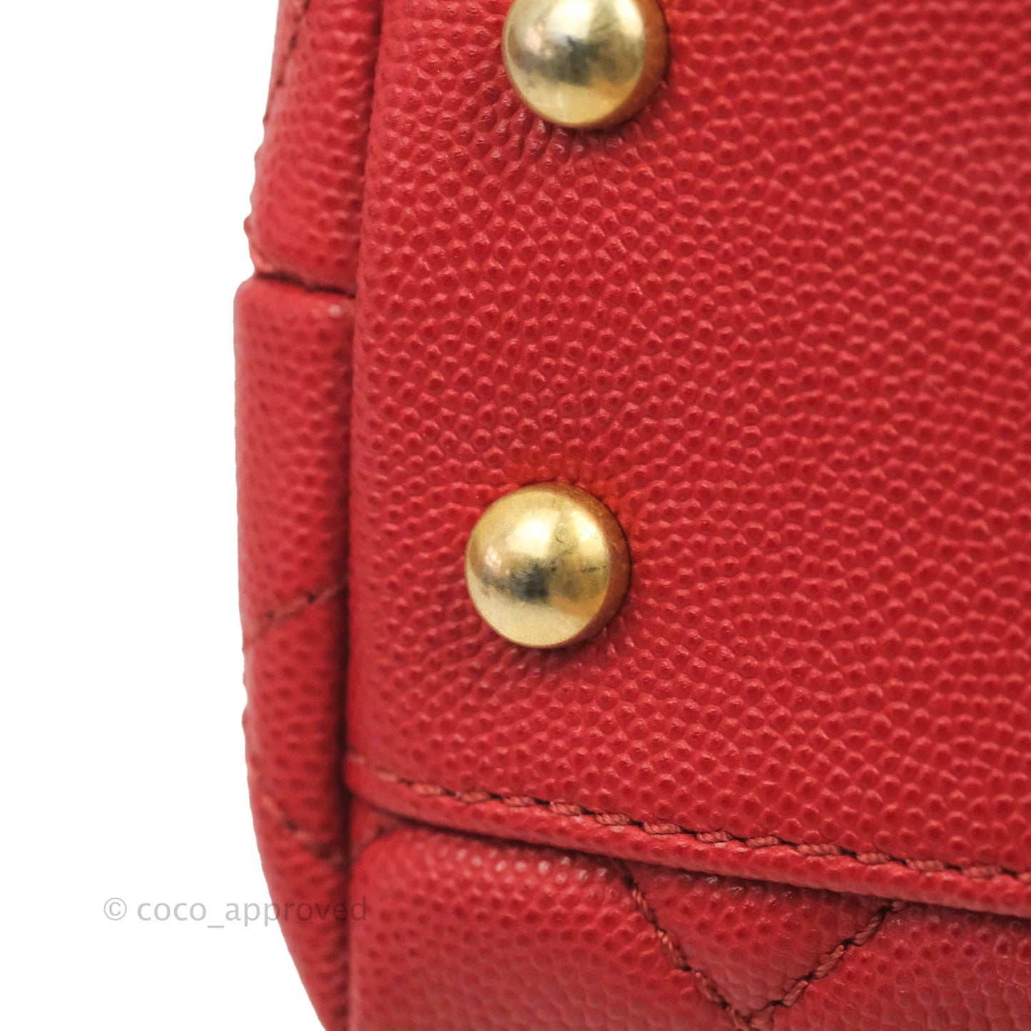 Chanel Small Quilted Coco Handle Red Caviar Gold Hardware