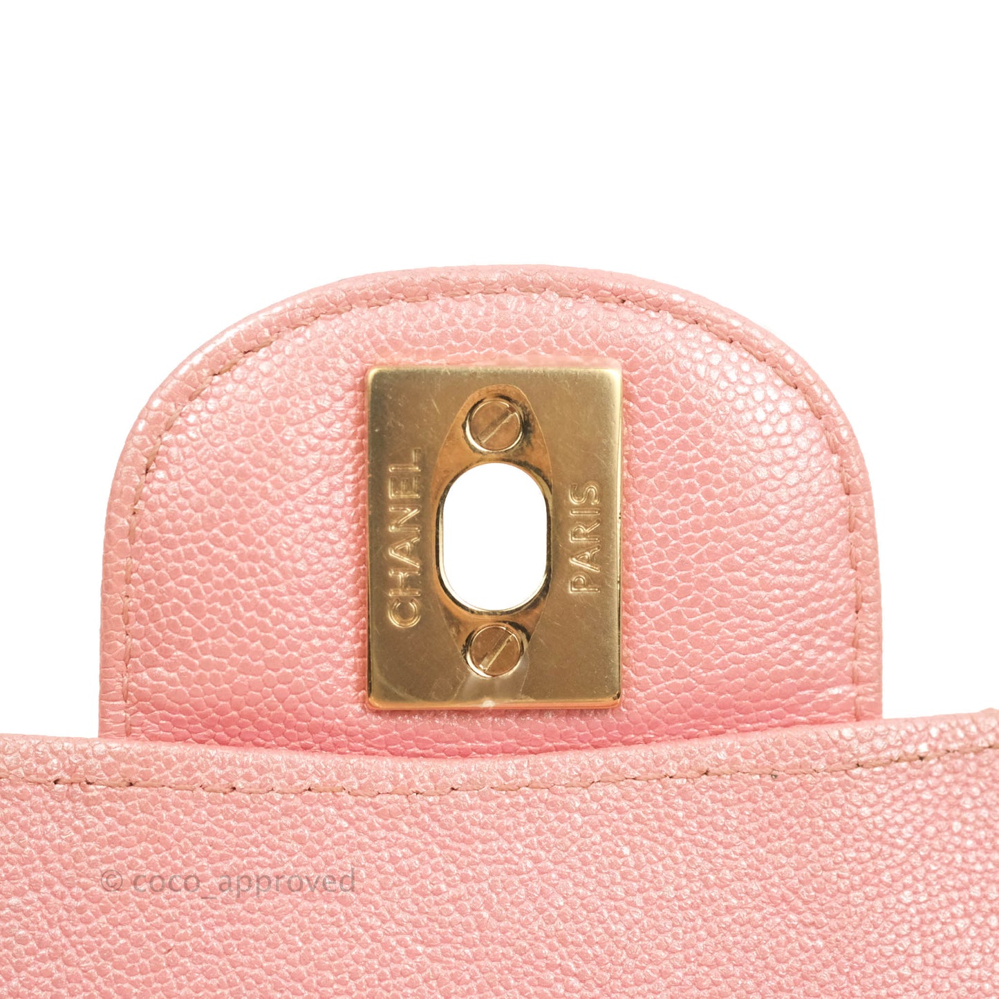 Chanel Small Classic Quilted Flap Iridescent Pink Caviar Gold Hardware 19S