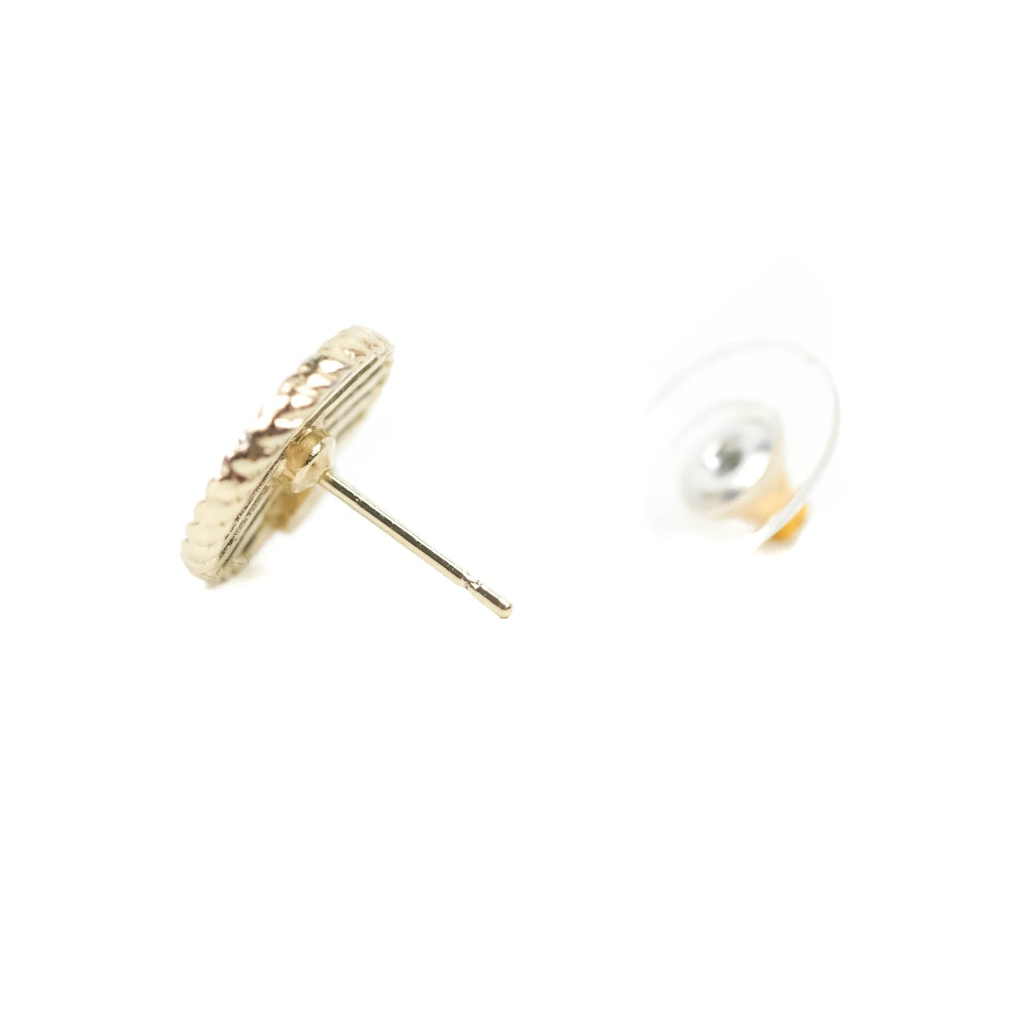 Chanel CC Pink Round Earrings Gold Tone 19C