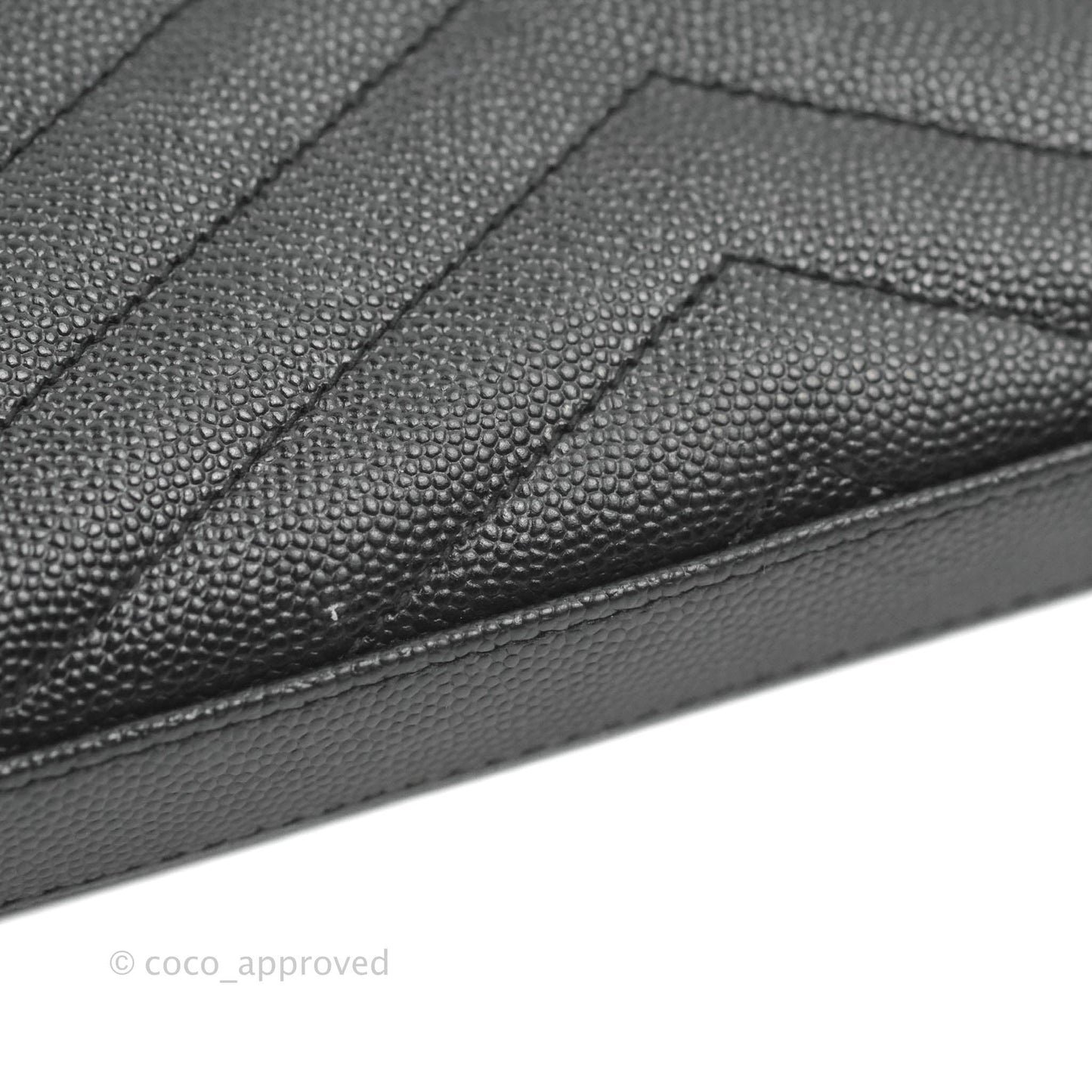 Saint Laurent Wallet on Chain WOC Black Grained Leather Silver Hardware