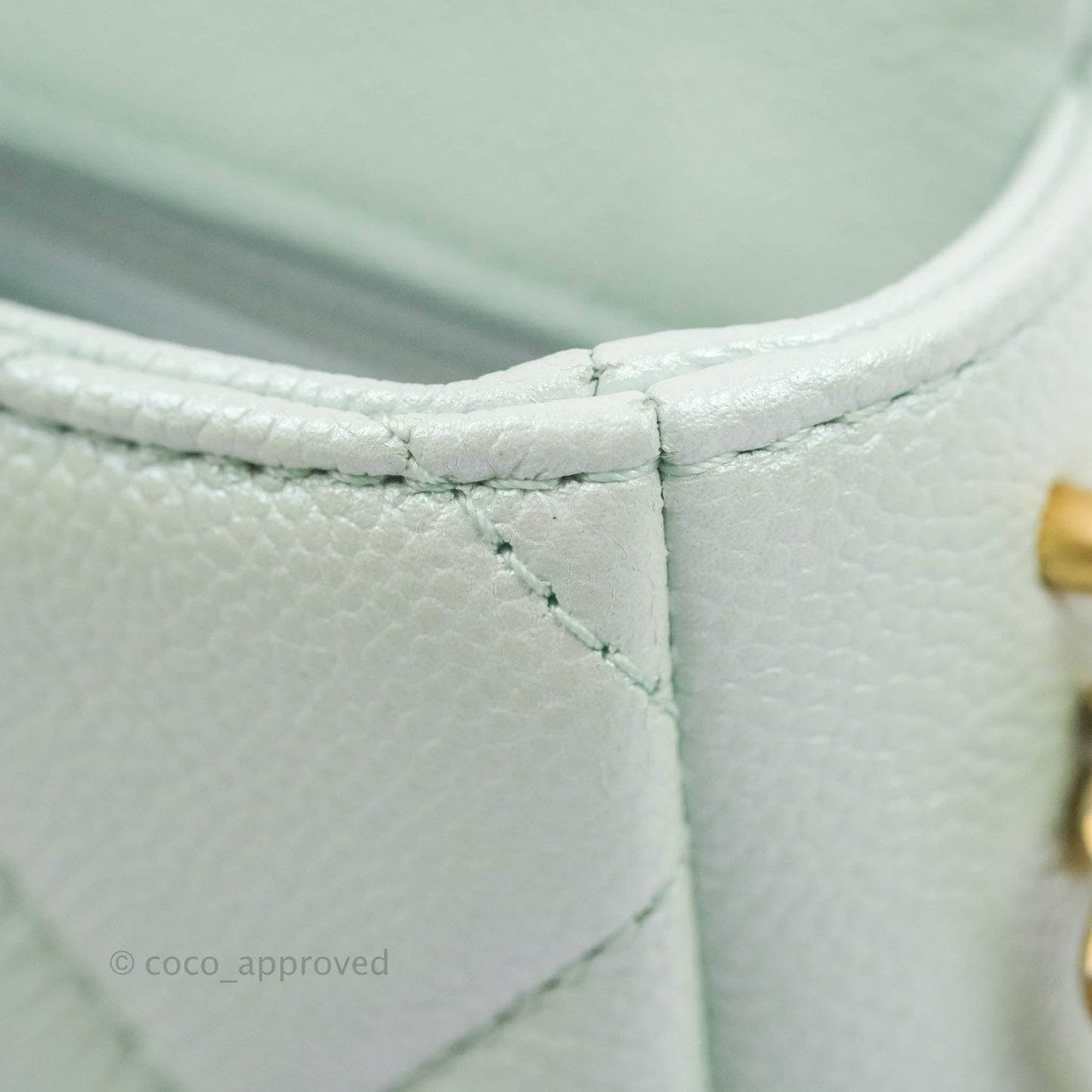 Chanel Quilted My Perfect Mini Iridescent Mint Green Caviar Aged Gold Hardware 21K