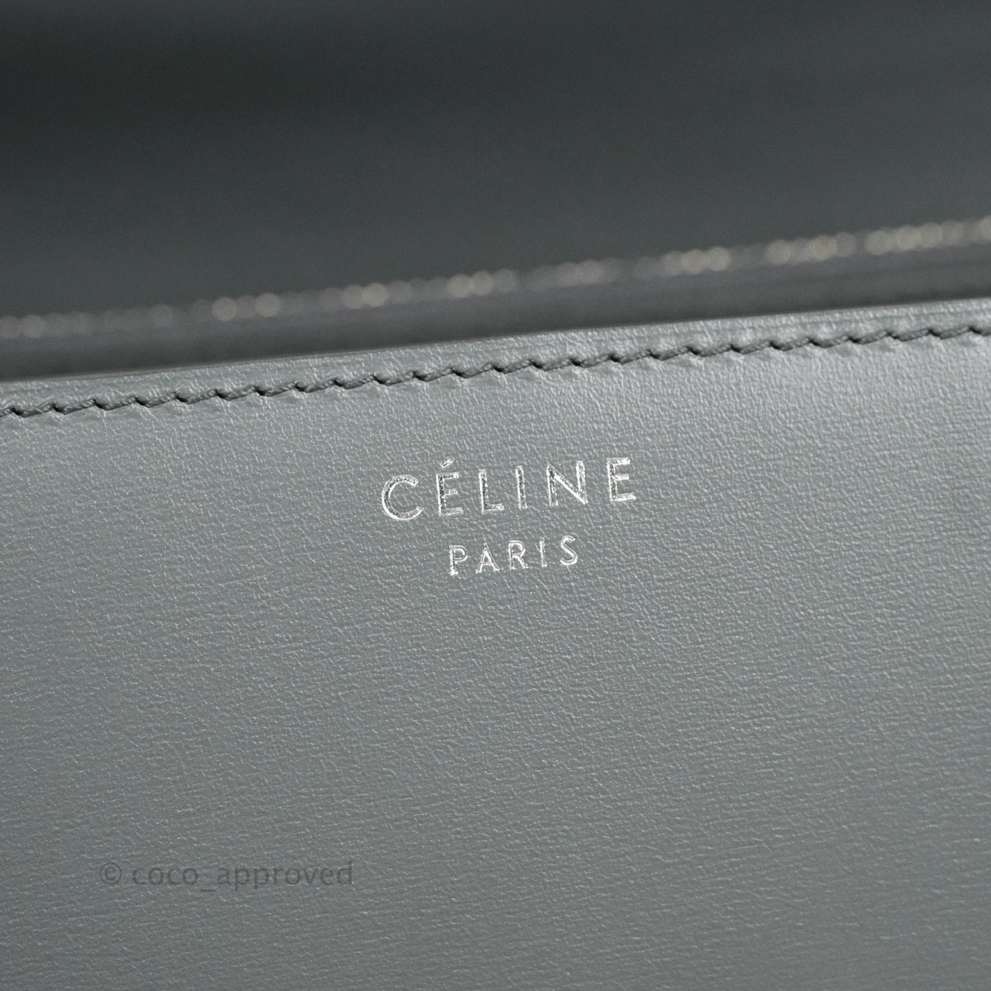 Celine Medium Classic Box Flap Grey Calfskin