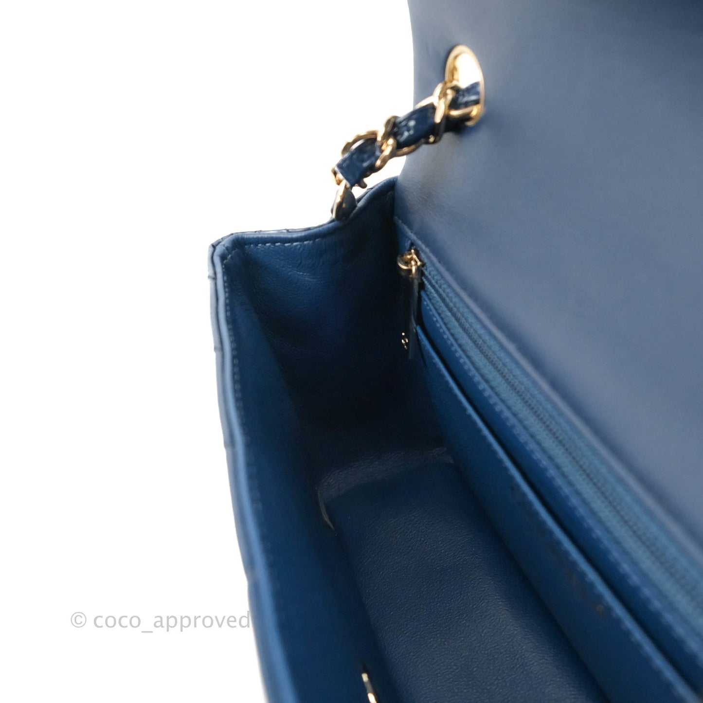 Chanel Quilted Mini Rectangular Flap Navy Patent Leather Gold Hardware