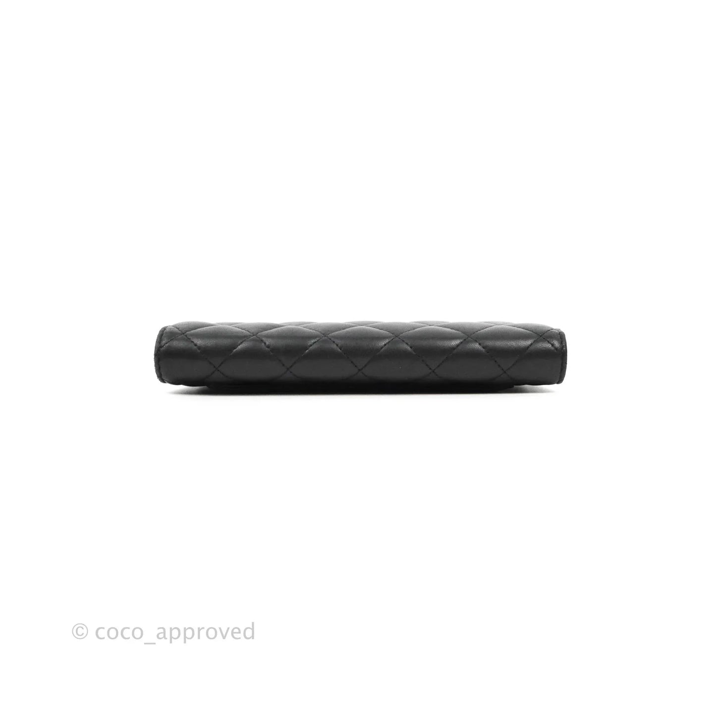 Chanel Quilted Long Wallet Black Lambskin Silver Hardware