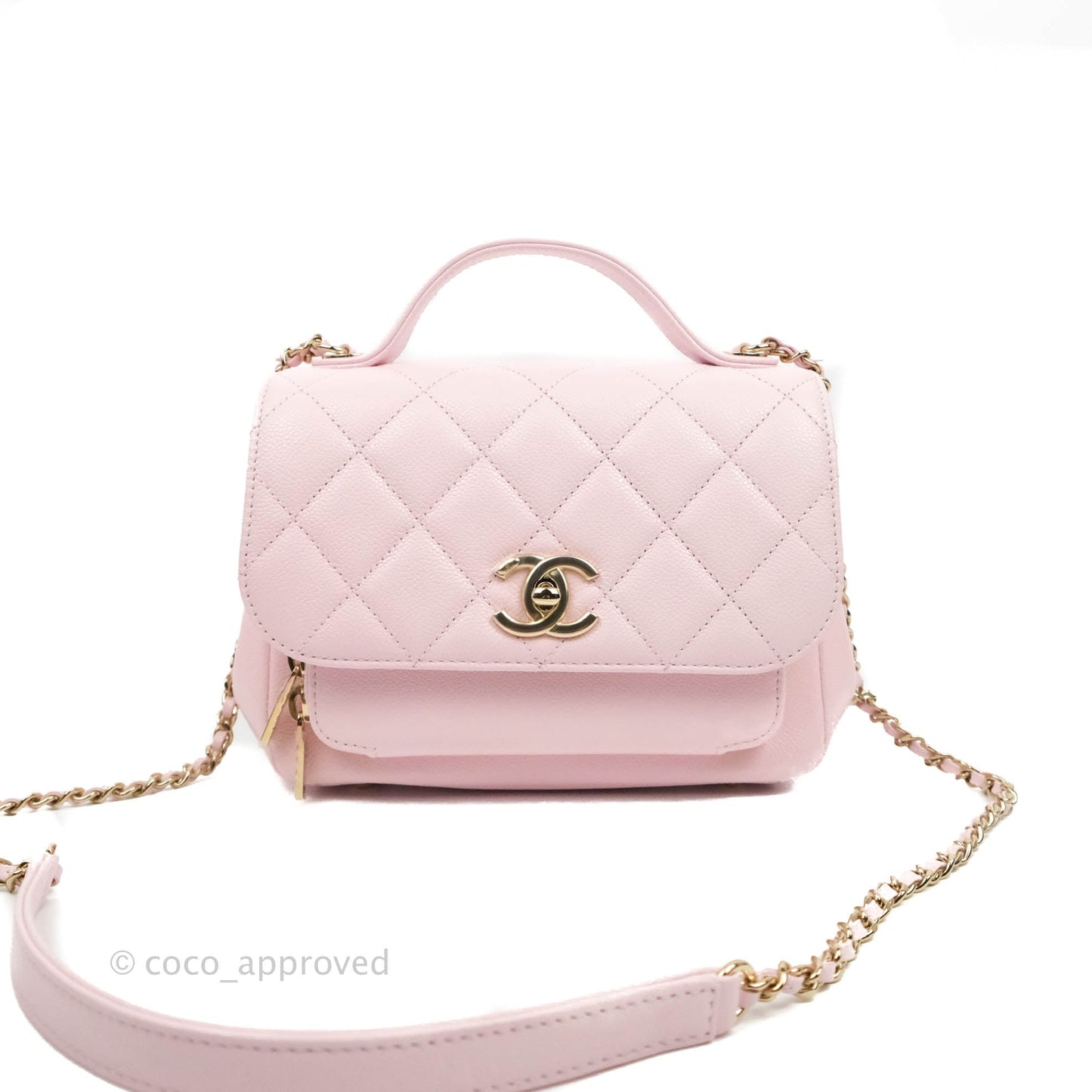 Chanel Quilted Small Business Affinity Flap Pink Caviar Gold Hardware