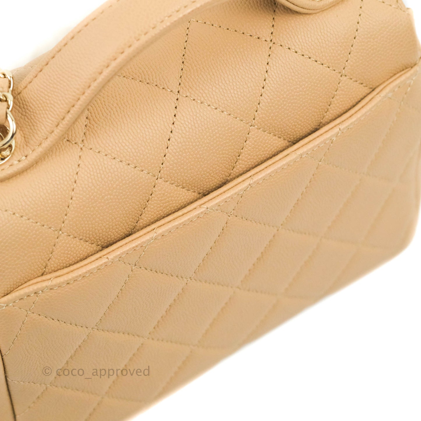 Chanel Quilted Small Business Affinity Flap Beige Caviar Gold Hardware