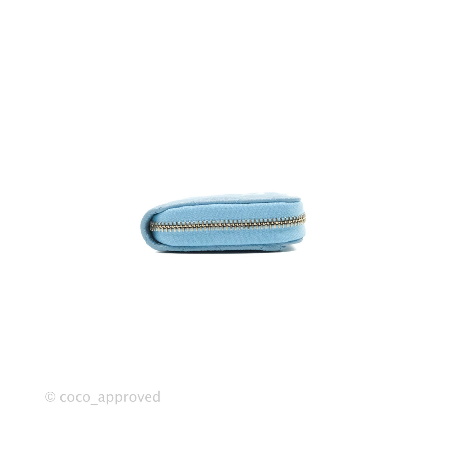 Chanel Classic Zipped Coin Purse Light Blue Caviar Gold Hardware
