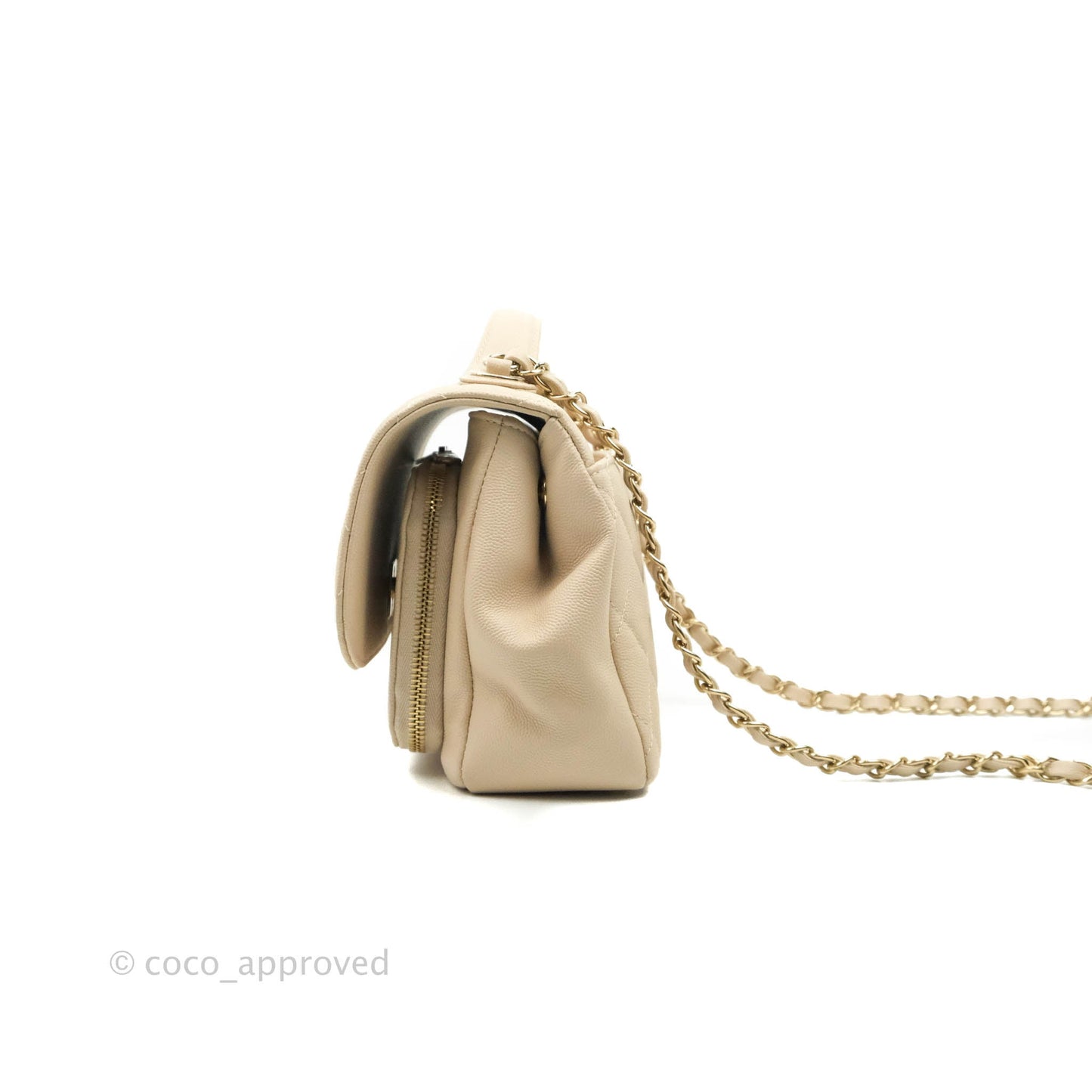 Chanel Quilted Medium Business Affinity Flap Light Beige Caviar Gold Hardware 20B