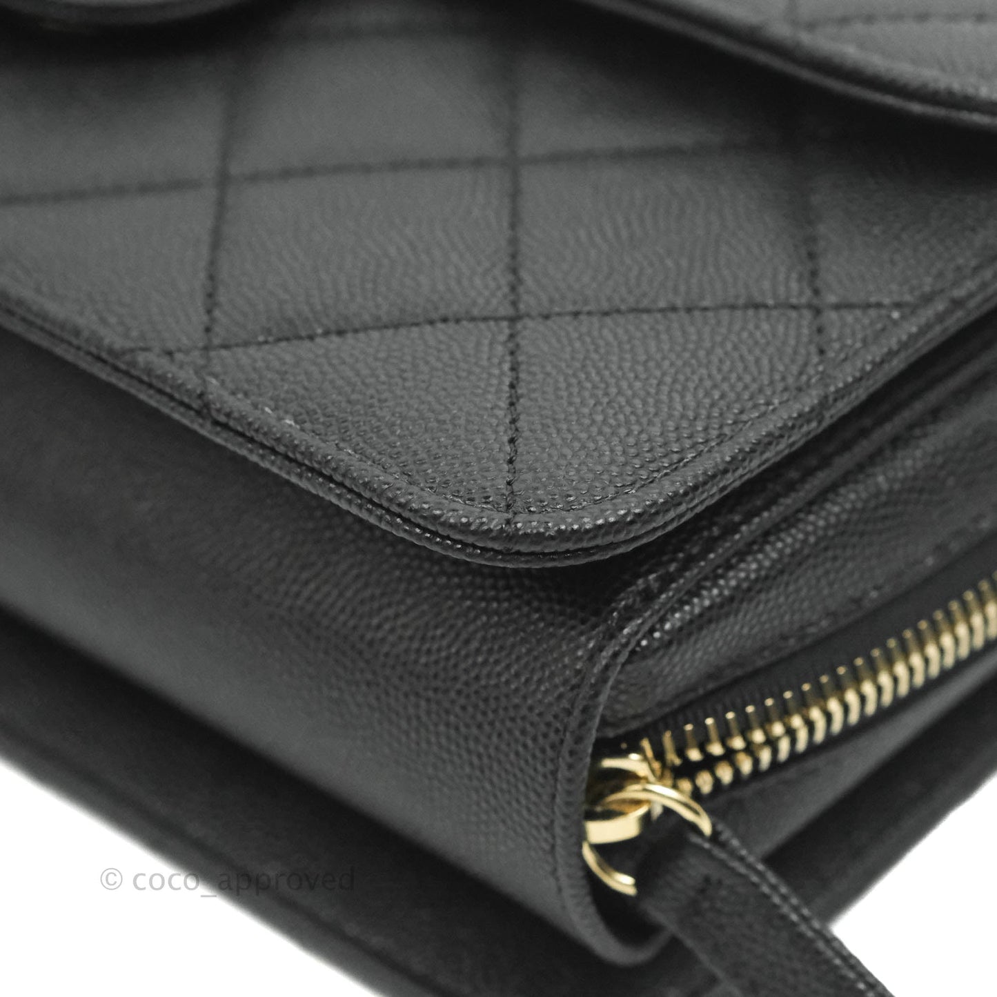 Chanel Quilted Like The Wallet Medium Flap Black Caviar Gold Hardware 22C