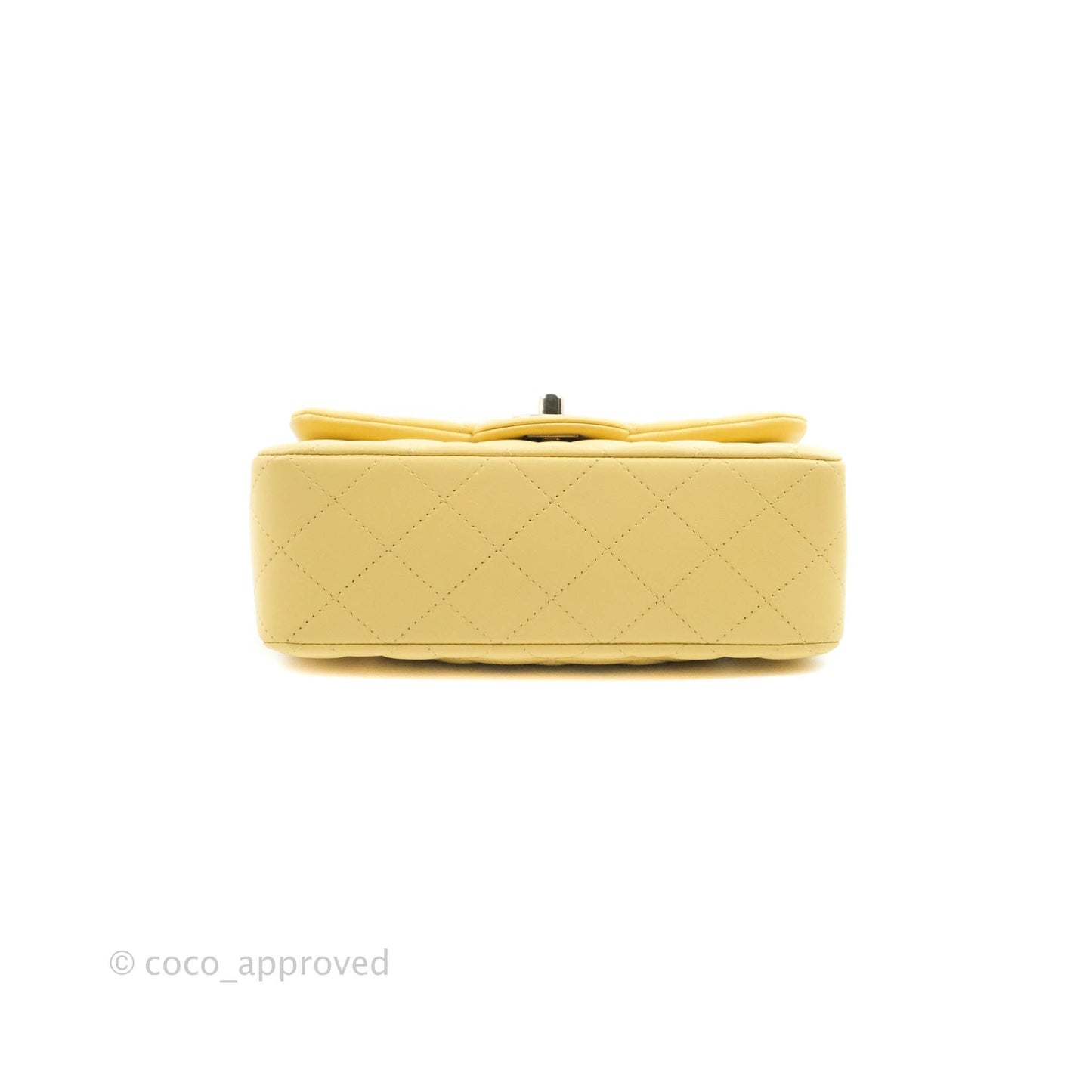 Chanel Top Handle Mini Rectangular Flap Bag Yellow Lambskin Gold Hardware