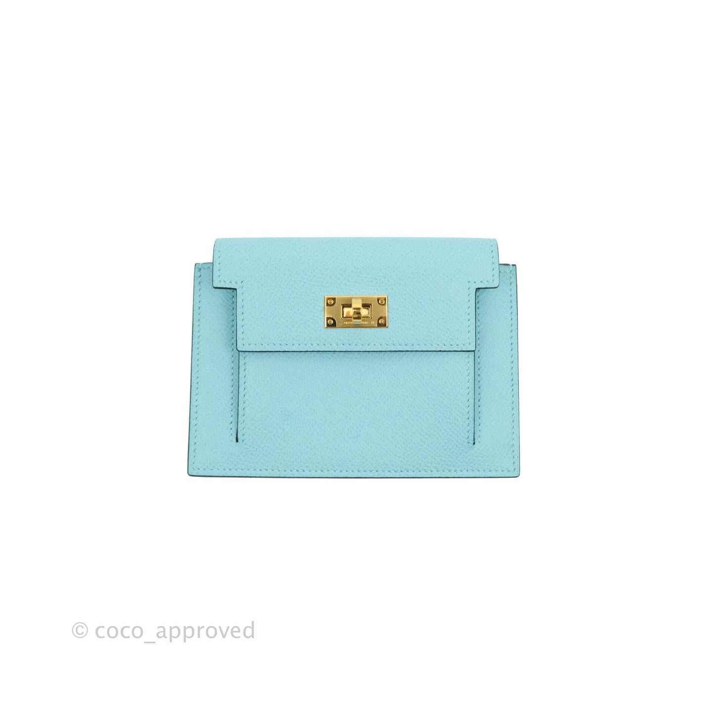 Hermès Kelly Pocket Compact Wallet Epsom Bleu De Nord Gold Hardware