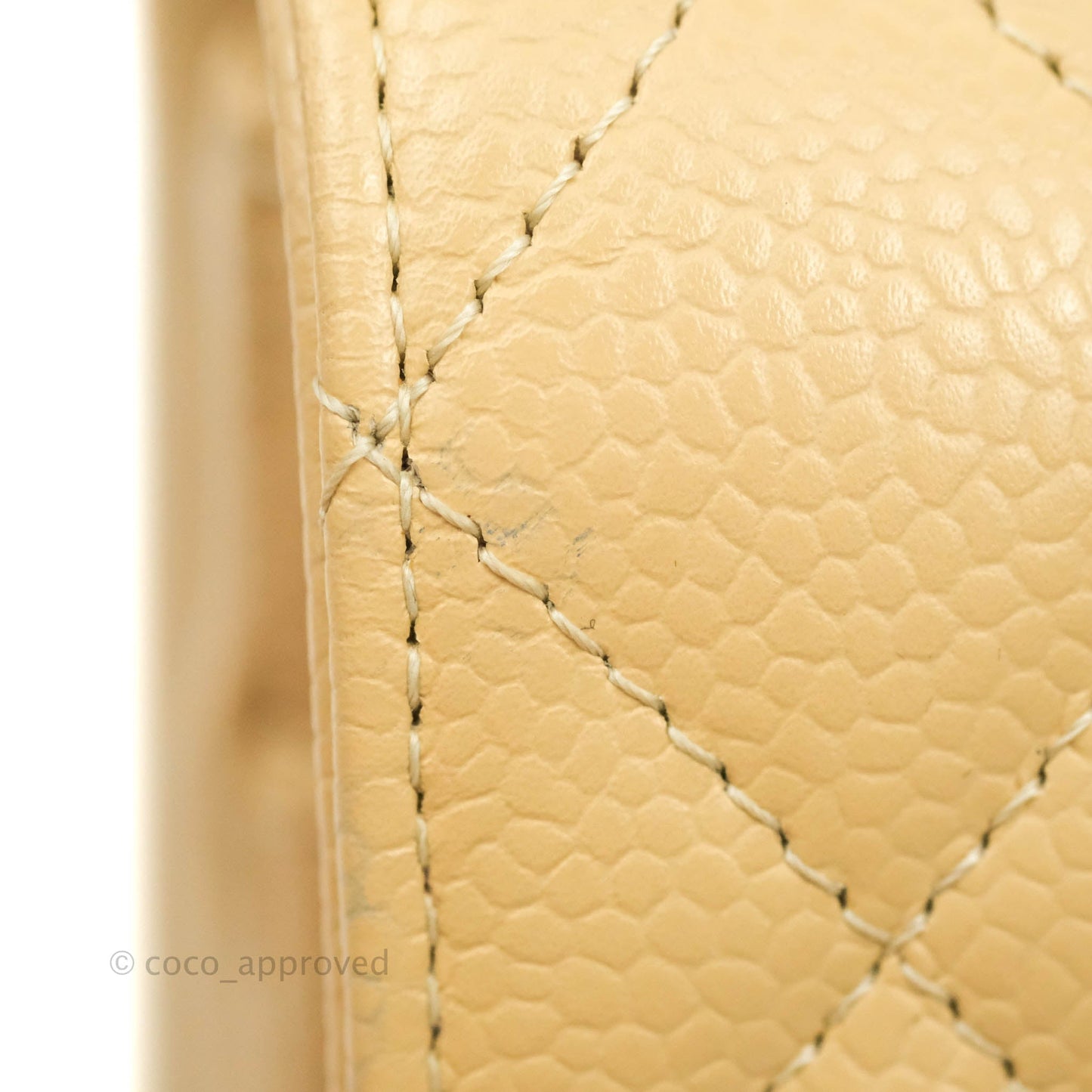 Chanel Classic M/L Medium Flap Quilted Beige Caviar Gold Hardware