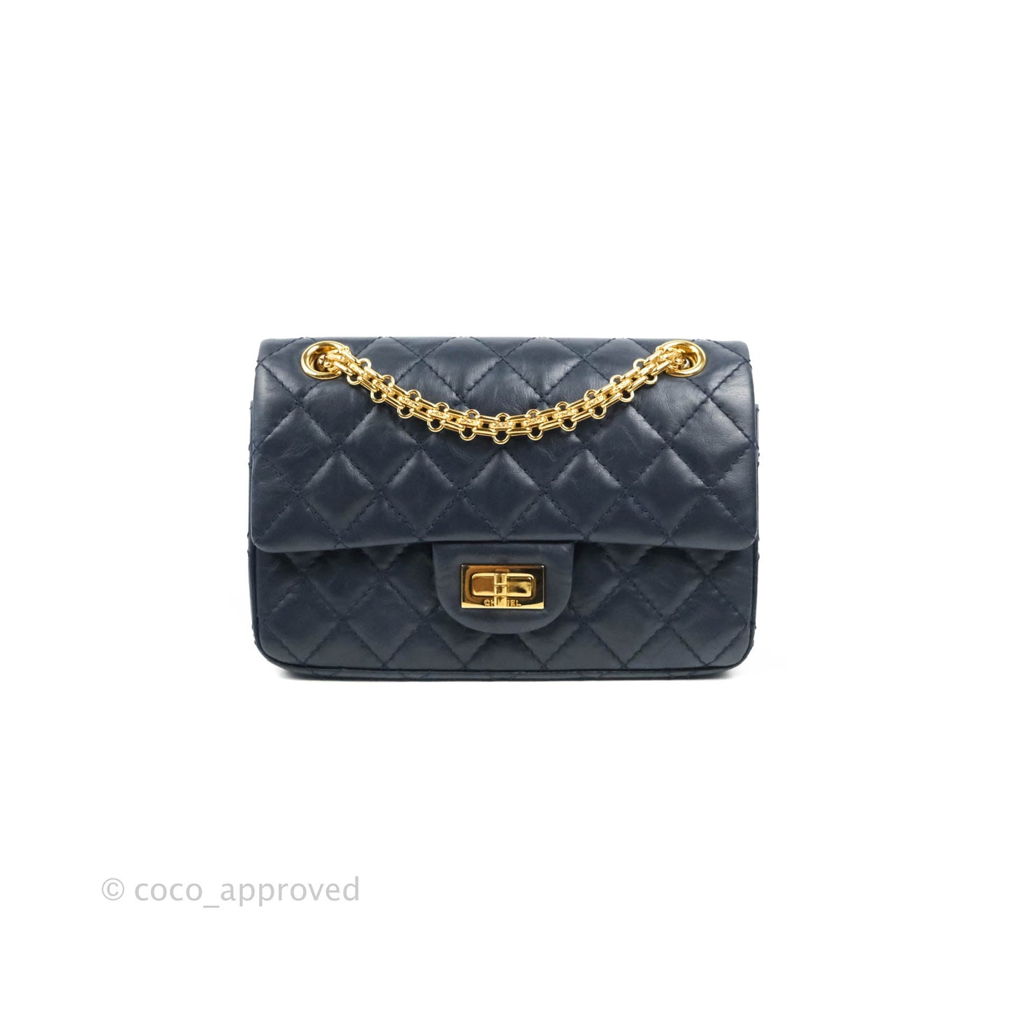 Chanel Mini Reissue 224 Navy Aged Calfskin Gold Hardware