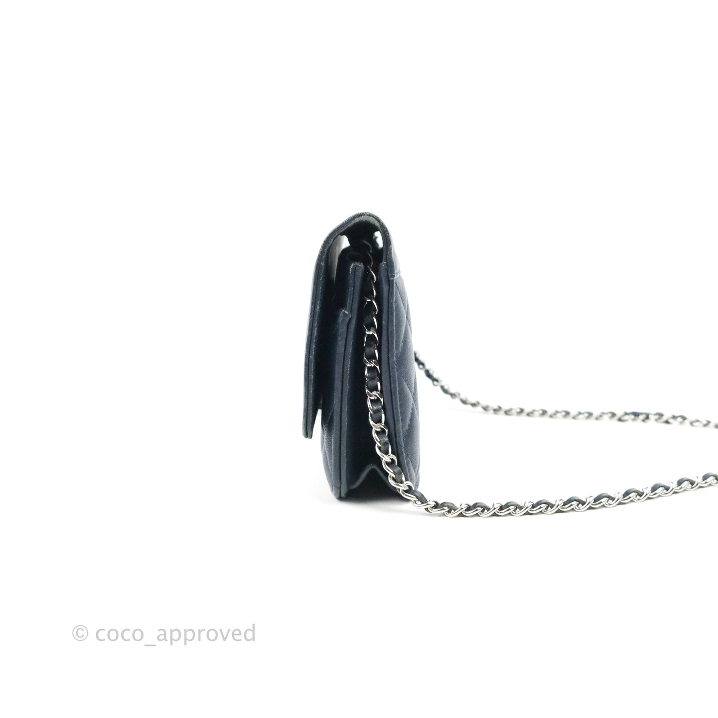 Chanel Urban Companion Wallet on Chain WOC Navy Calfskin Silver Hardware