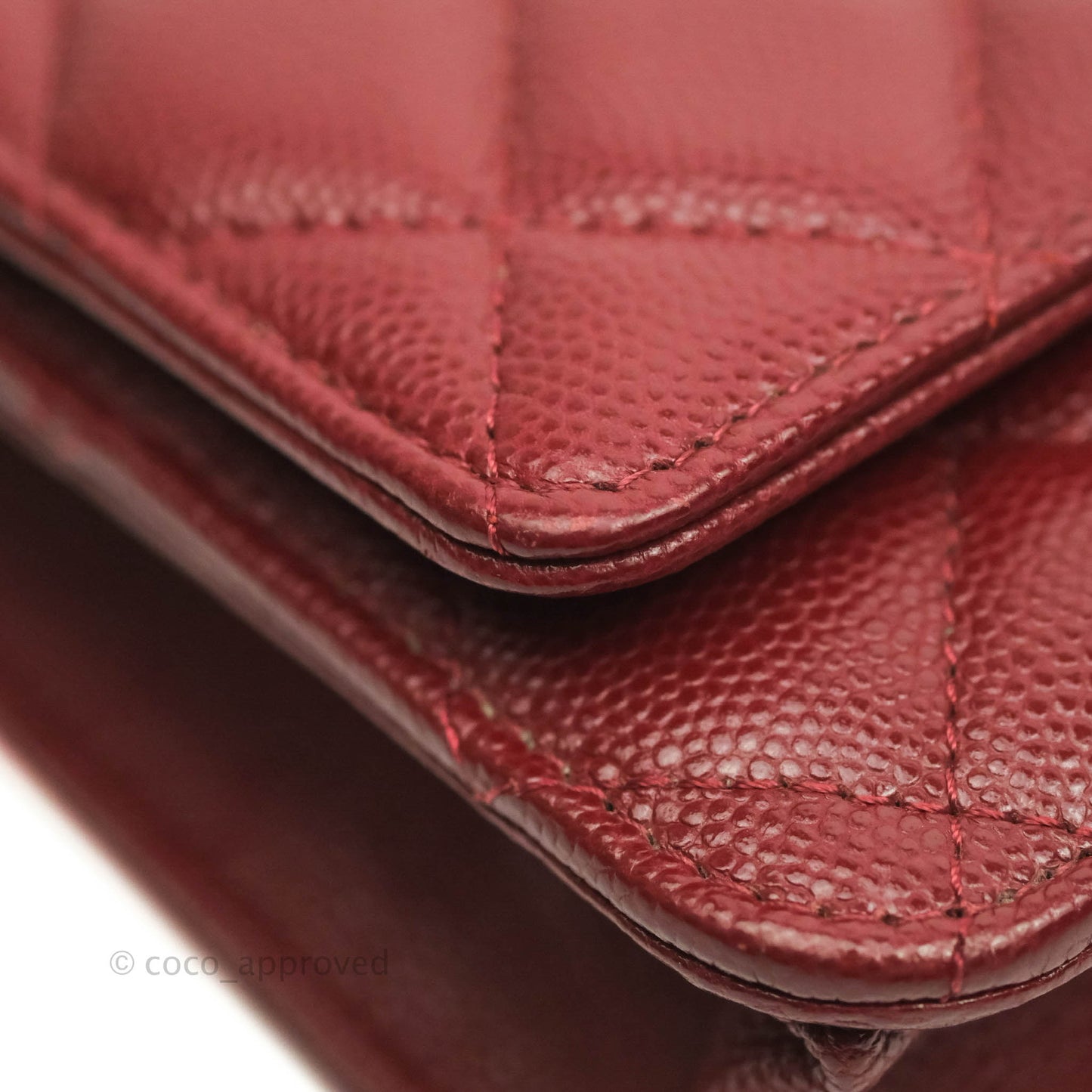Chanel Quilted Wallet on Chain WOC Burgundy Caviar Gold Hardware