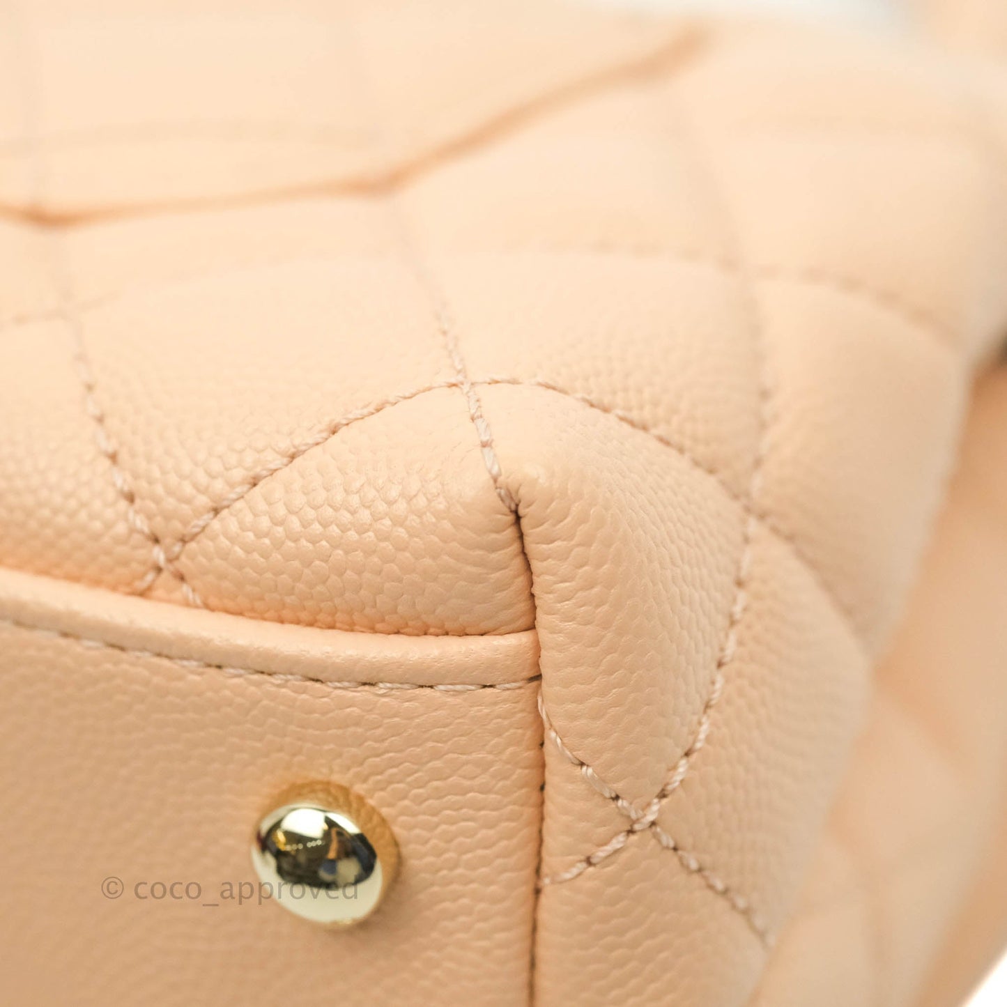 Chanel Mini Coco Handle Quilted Light Beige Pink Caviar Gold Hardware