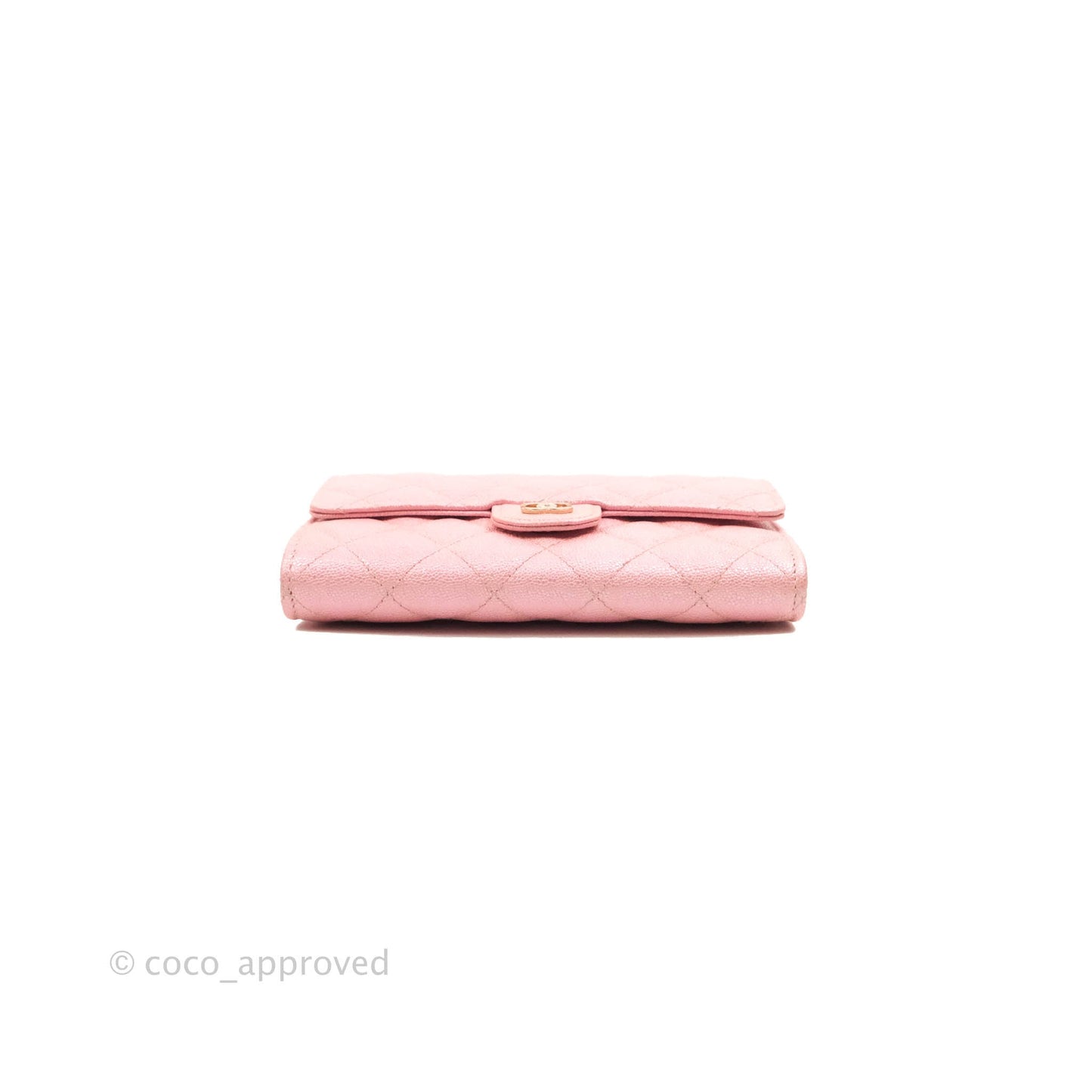 Chanel Mini Quilted Wallet On Chain WOC Caviar Iridescent Pink Gold Hardware 19S