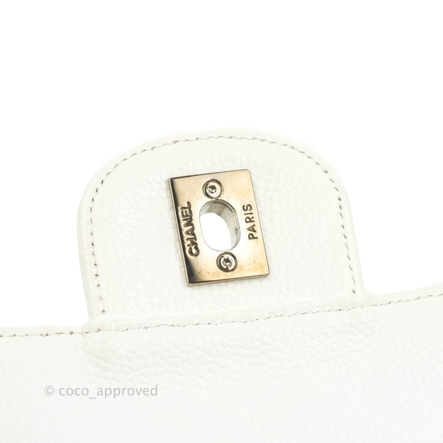 Chanel Quilted East West Flap White Soft Caviar Silver Hardware