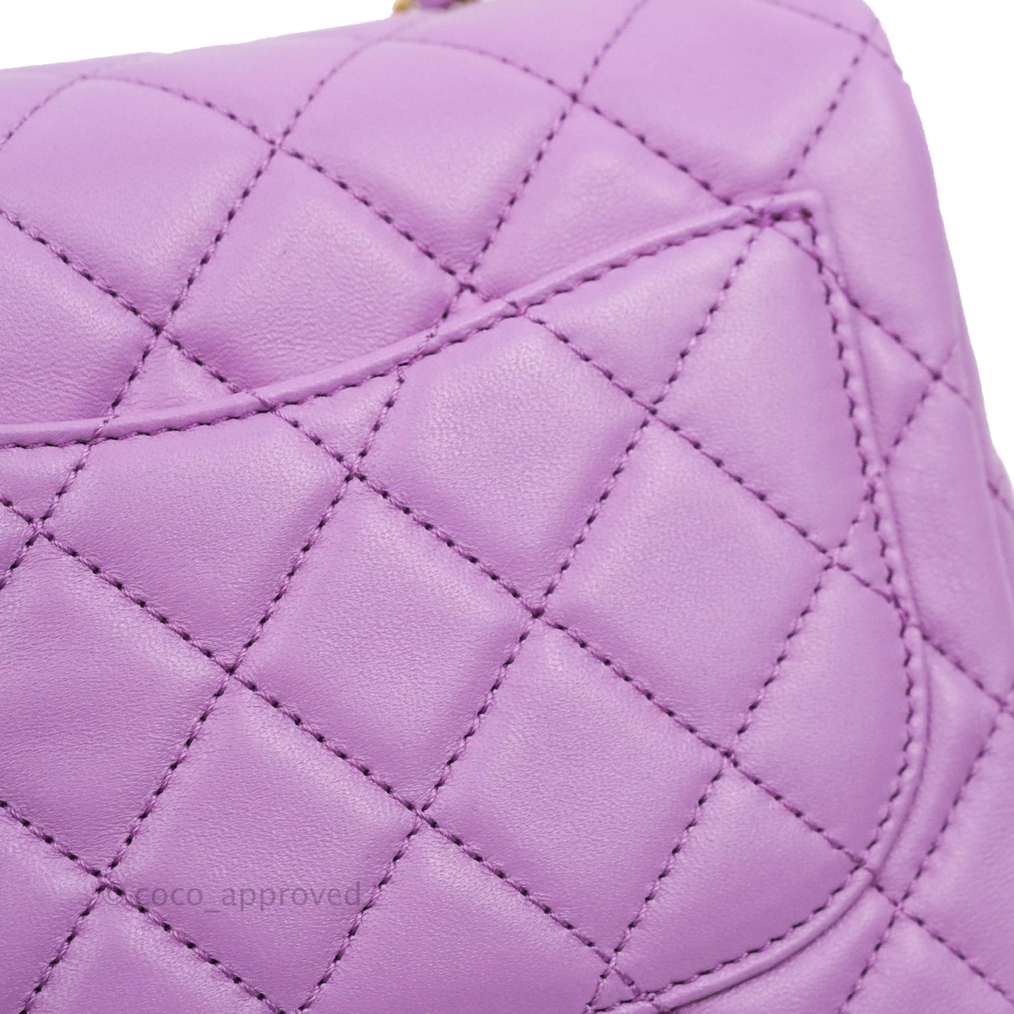 Chanel Mini Square Pearl Crush Quilted Purple Lambskin Aged Gold Hardware