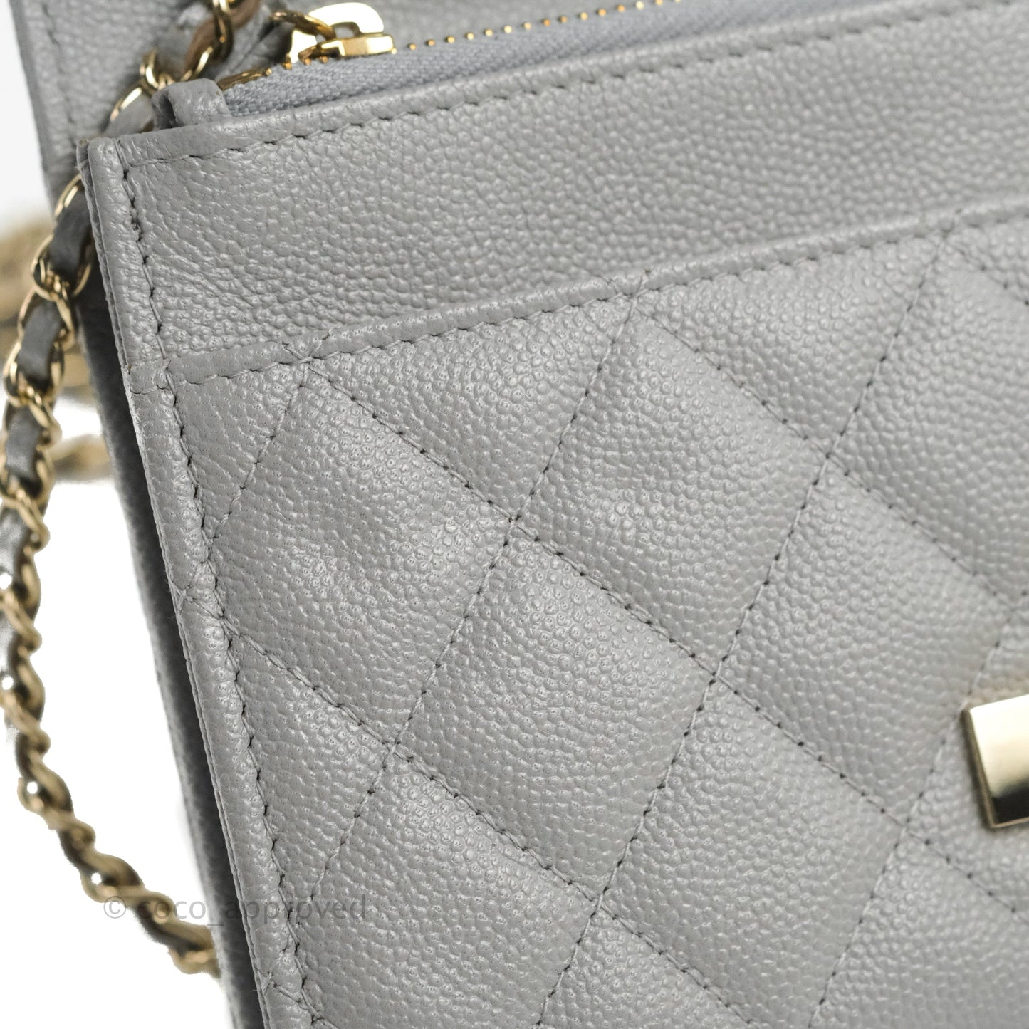 Chanel Golden Class Wallet on Chain WOC Grey Caviar Gold Hardware