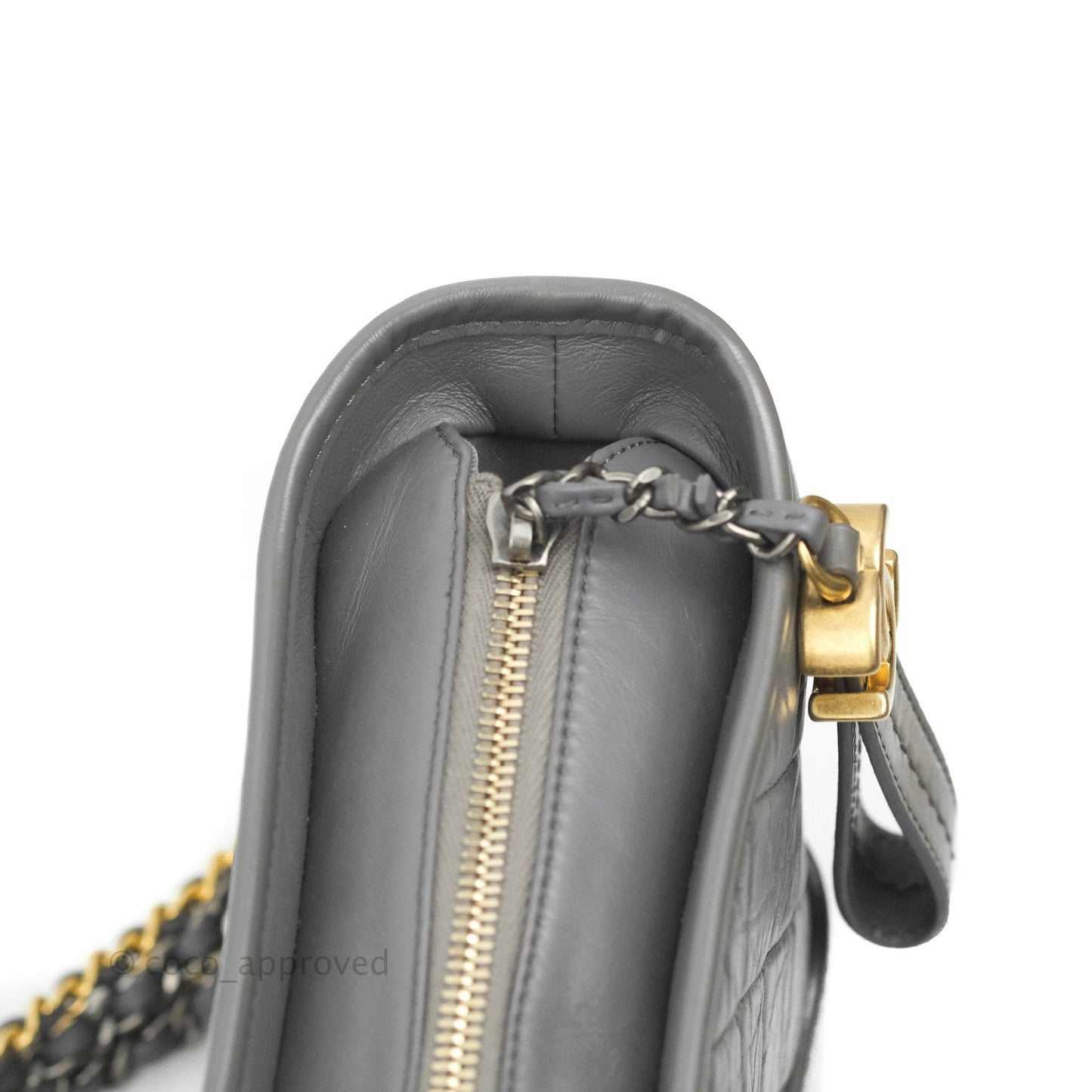 Chanel Quilted Small Gabrielle Hobo Grey Calfskin Mixed Hardware