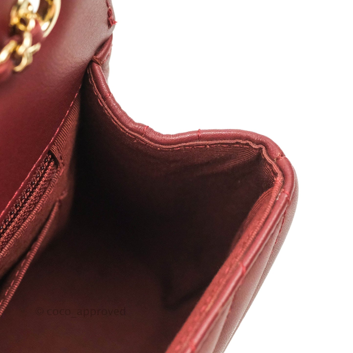 Chanel Small Statement Chevron Flap Bag Burgundy Lambskin Gold Hardware
