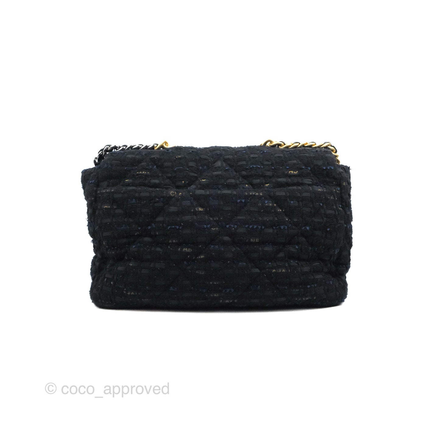 Chanel 19 Maxi Flap Bag Black Tweed Mixed Hardware