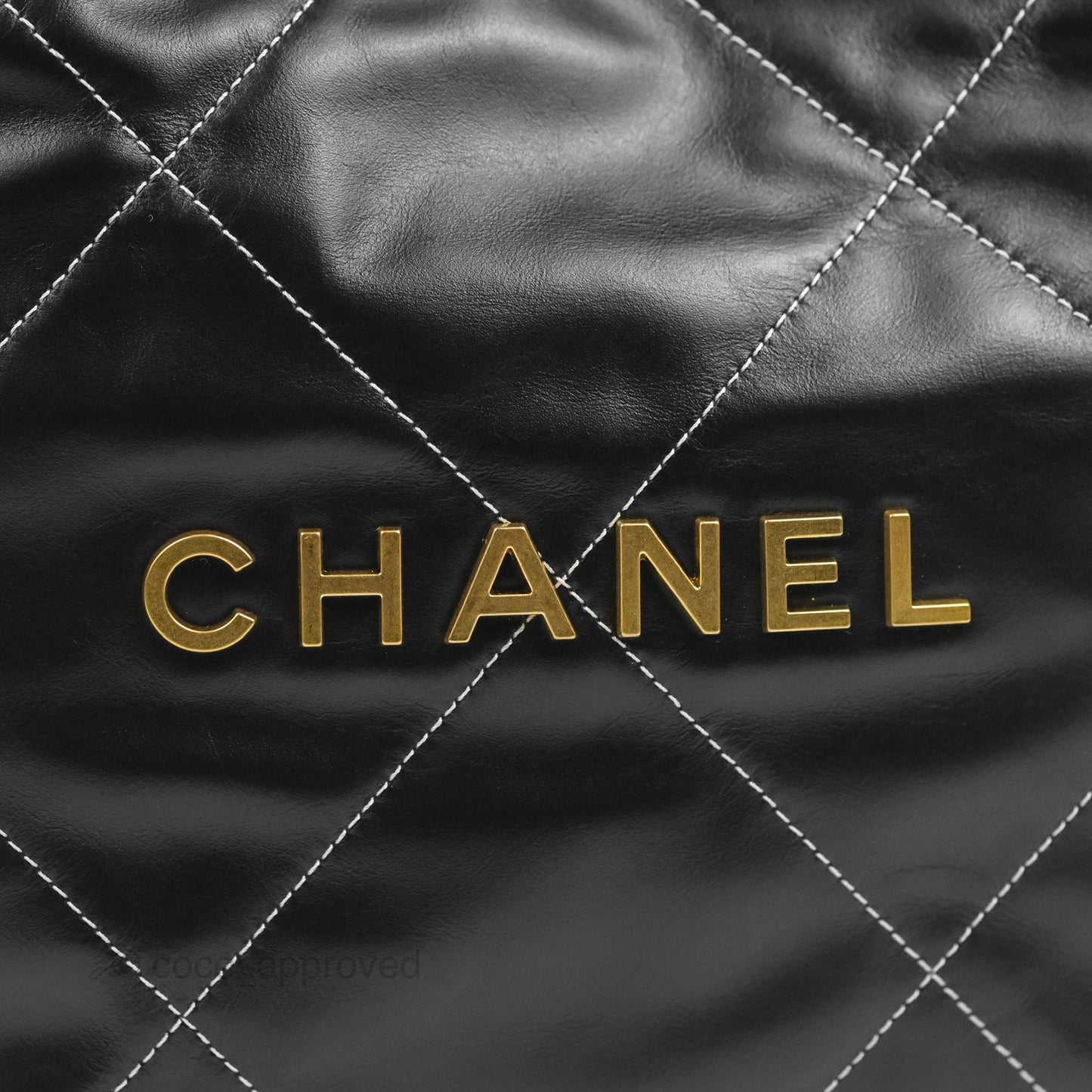 Chanel 22 Small Black Calfskin Contrast Stitch Aged Gold Hardware