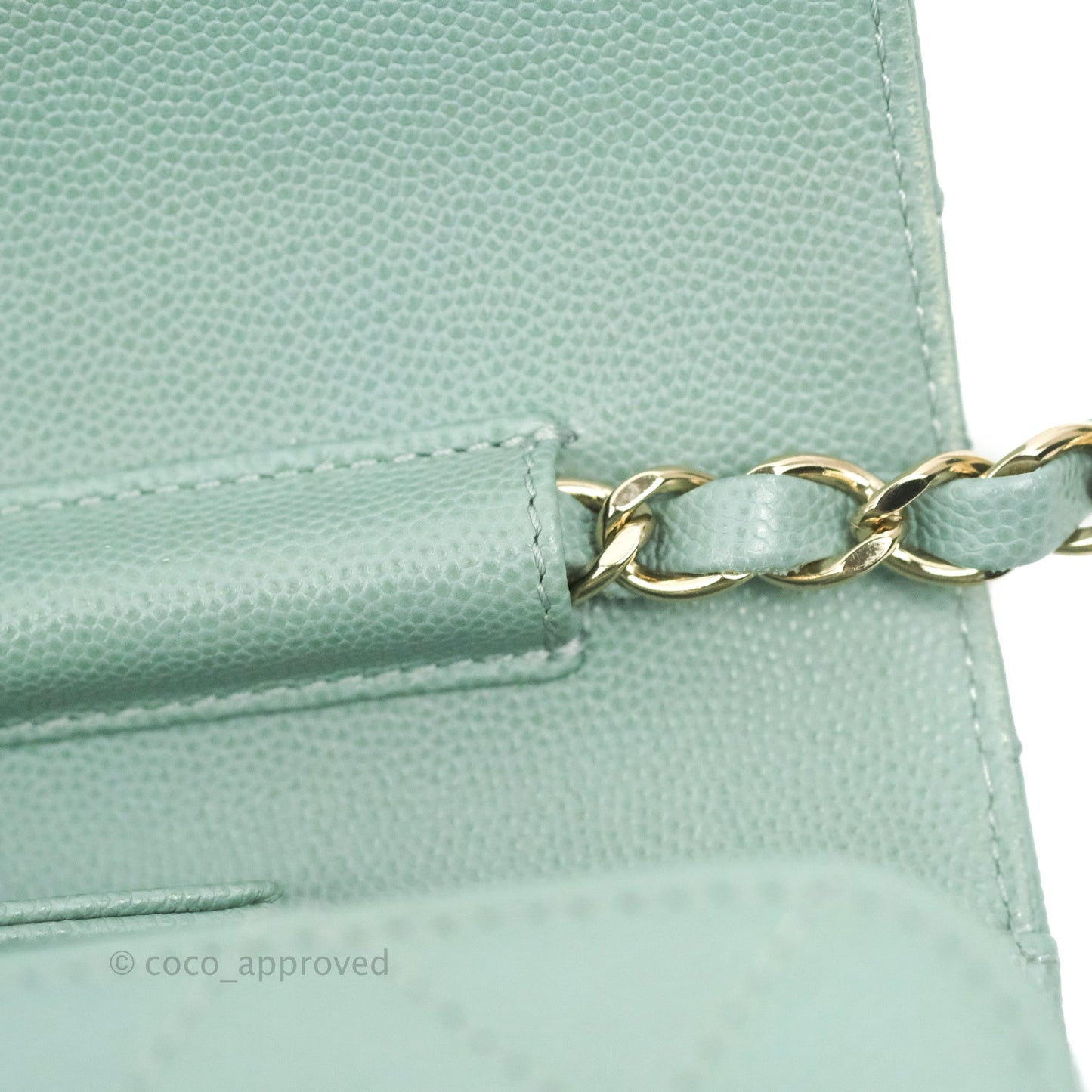 Chanel Quilted Like The Wallet Flap Blue-Greyish Caviar Gold Hardware
