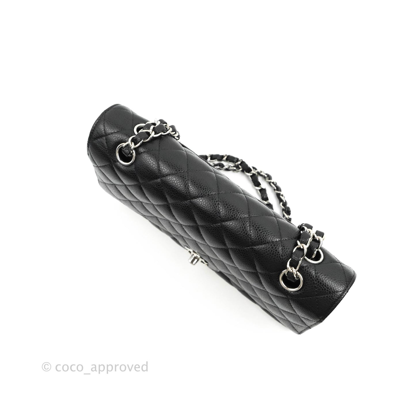 Chanel Quilted Classic M/L Medium Flap Black Caviar Silver Hardware