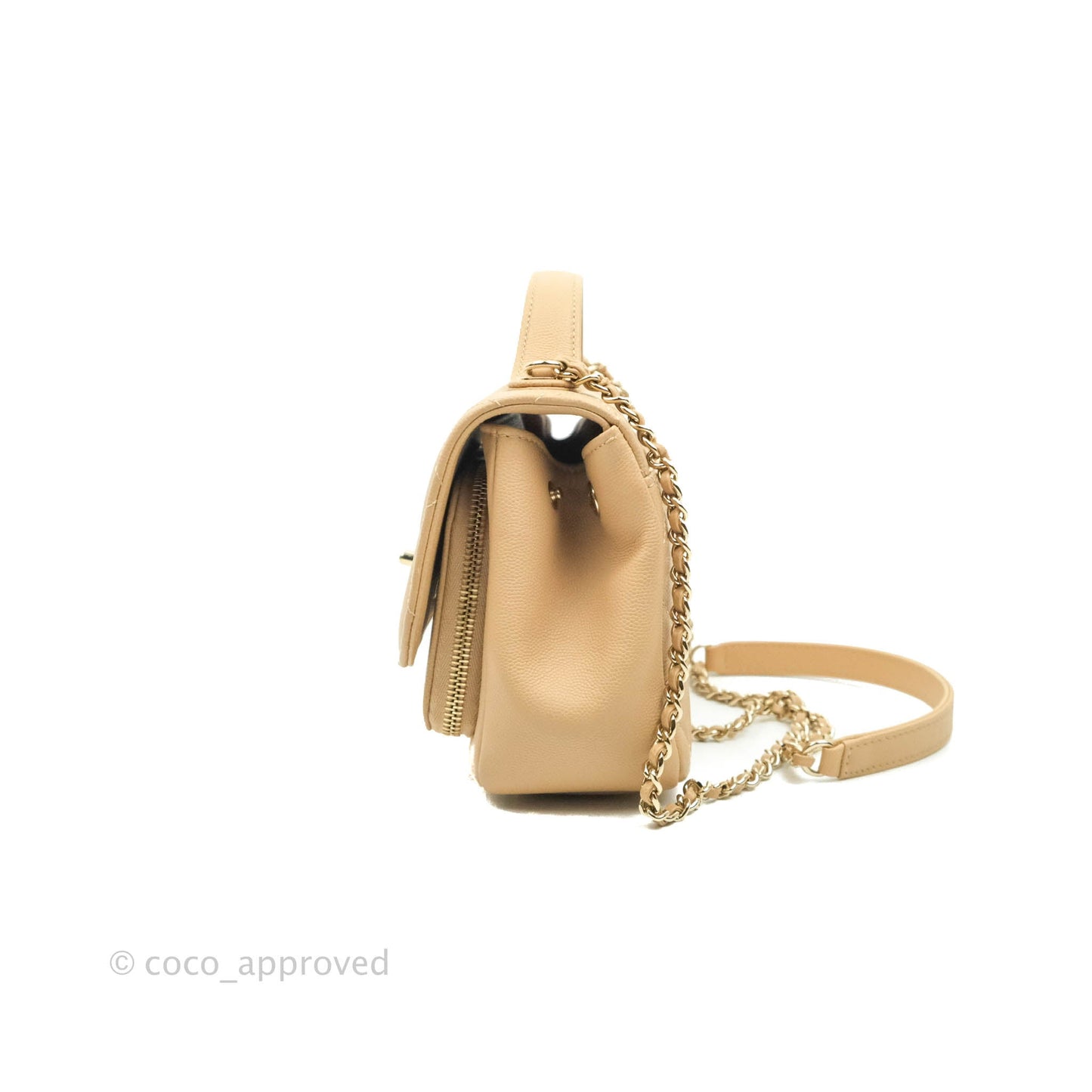 Chanel Quilted Small Business Affinity Flap Dark Beige Caviar Light Gold Hardware