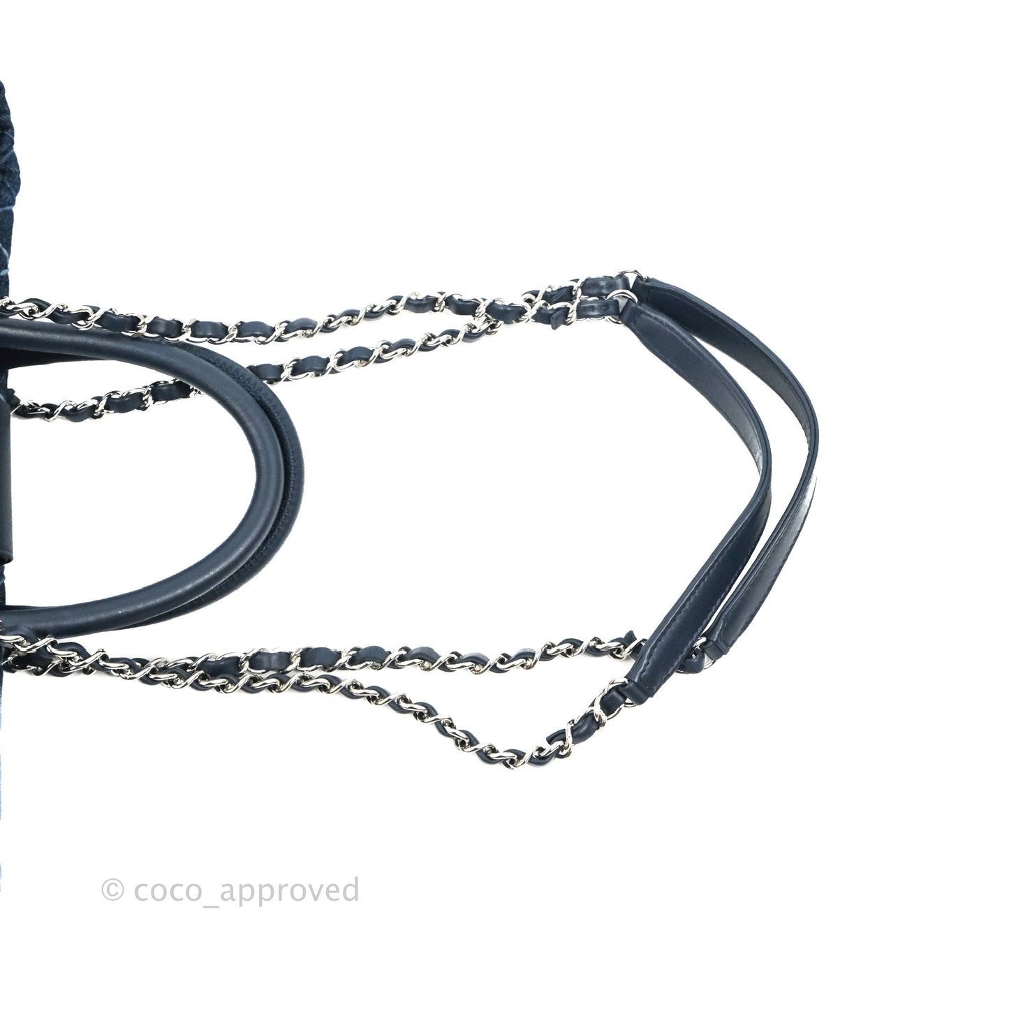 Chanel Quilted Medium Coco Handle Shopping Tote Denim Silver Hardware