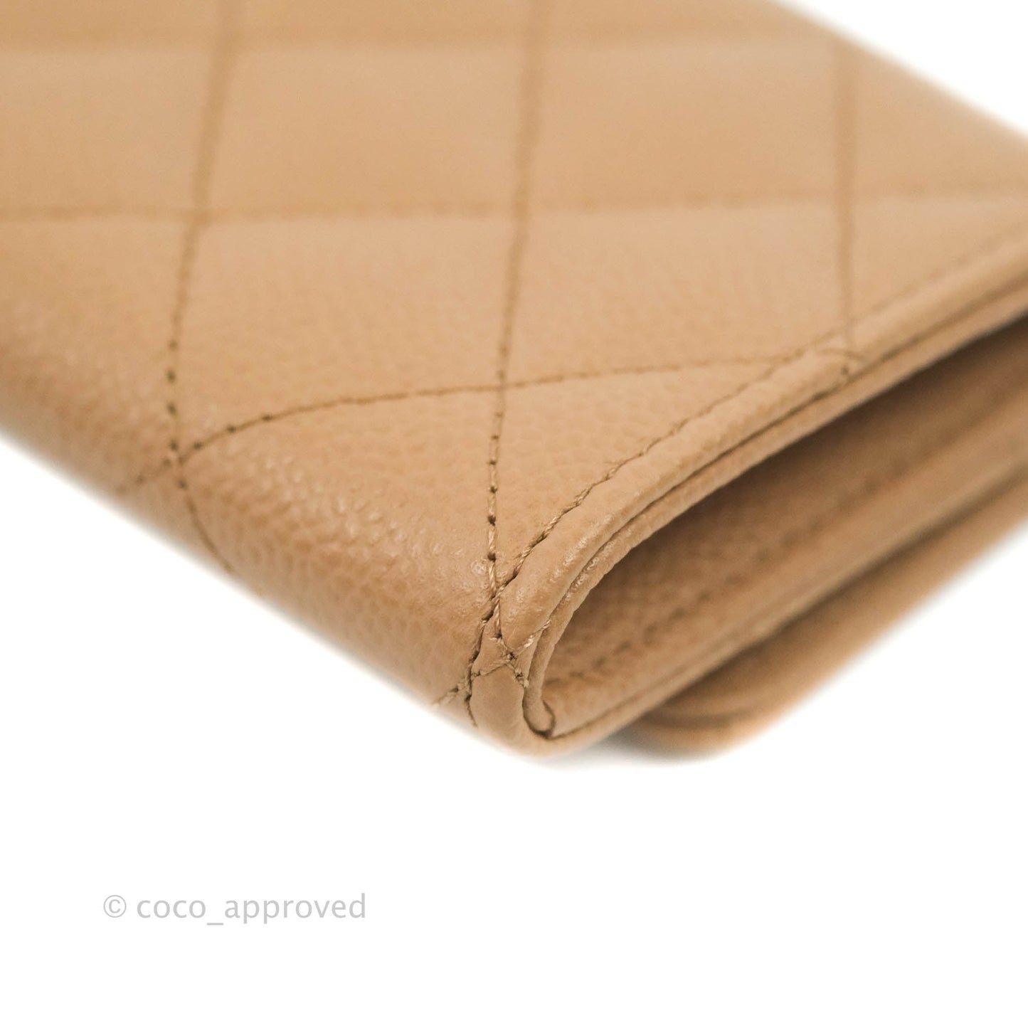 Chanel Quilted Flap Card Holder Dark Beige Caviar Gold Hardware