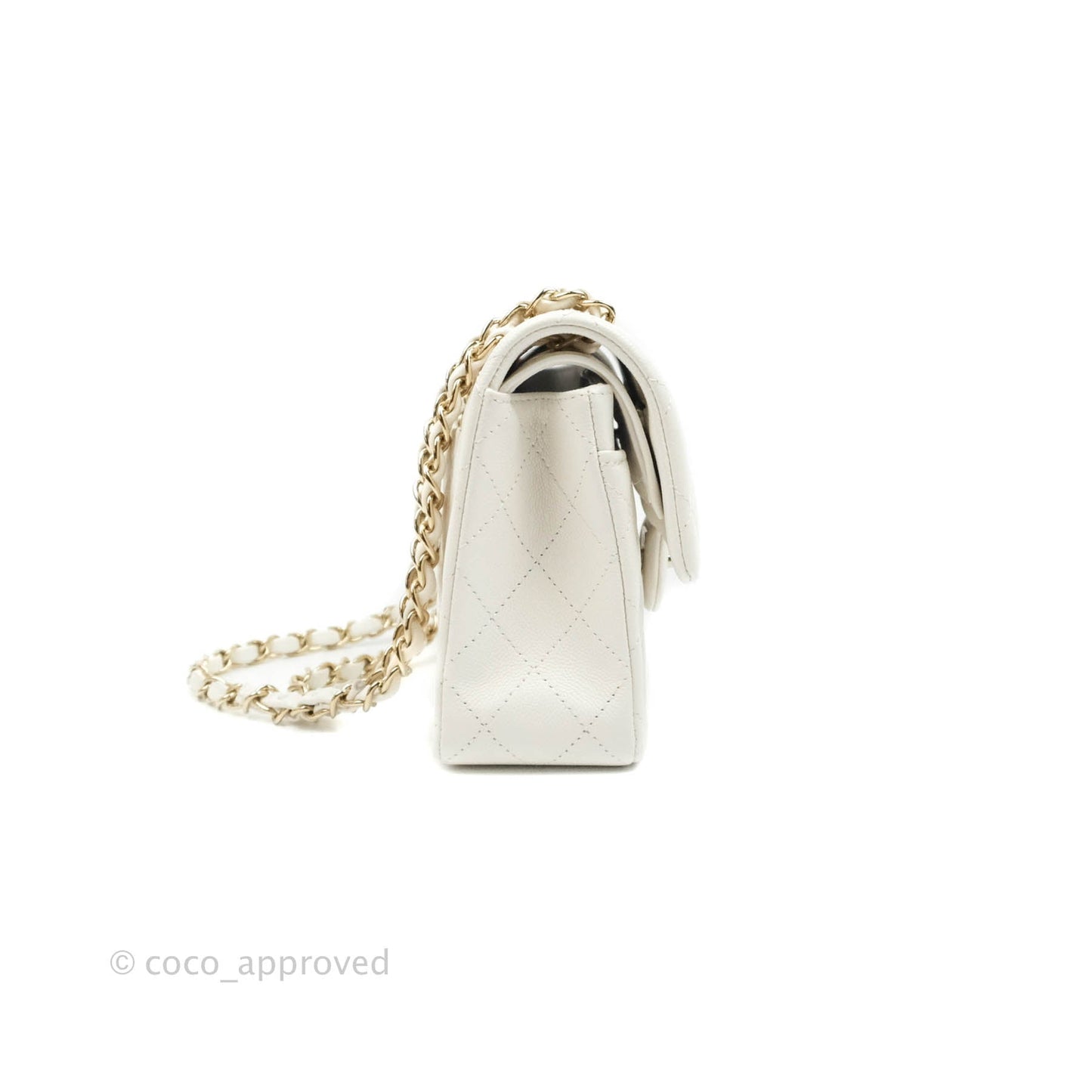Chanel Classic Small S/M Flap White Caviar Gold Hardware 20S