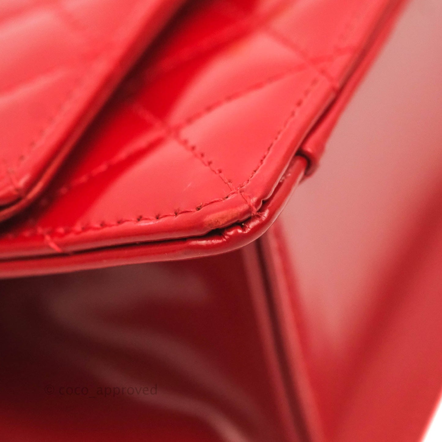 Chanel Flat Quilted Mini Flap Red Box Calfskin Gold Hardware