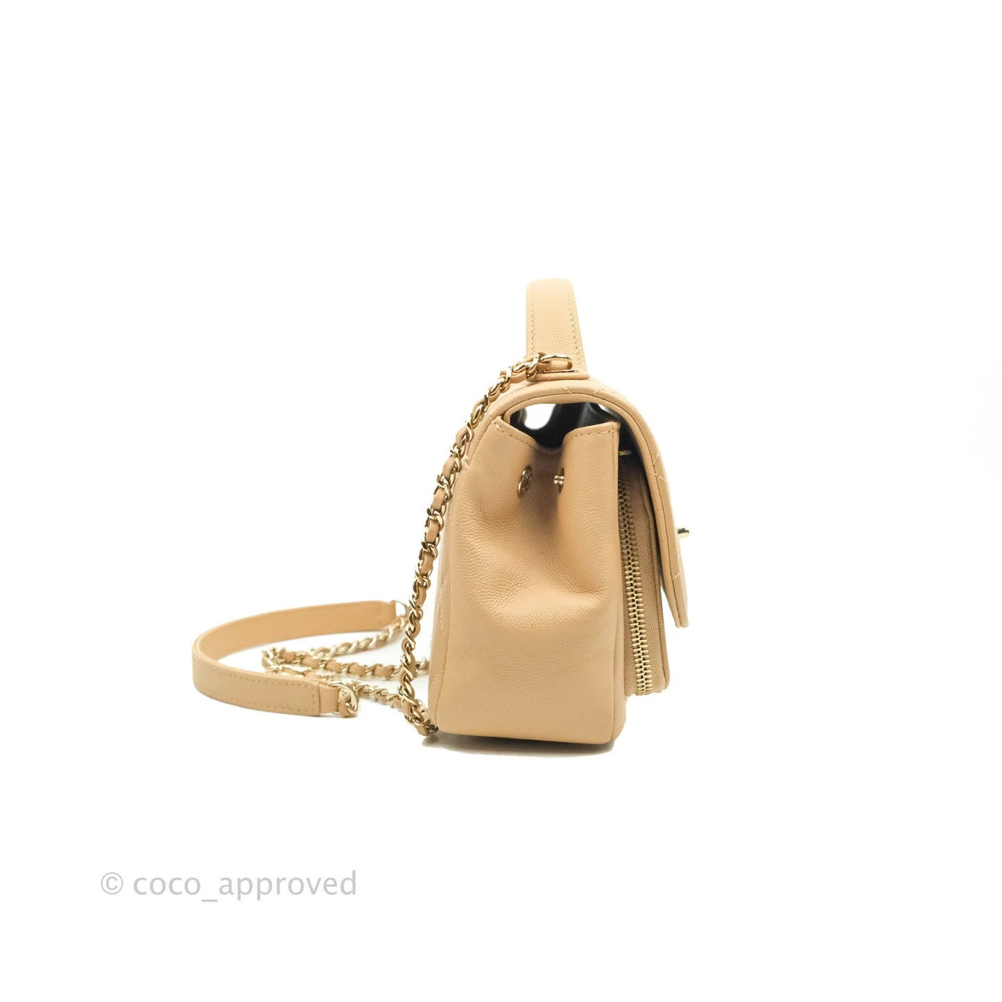 Chanel Quilted Small Business Affinity Flap Dark Beige Caviar Light Gold Hardware