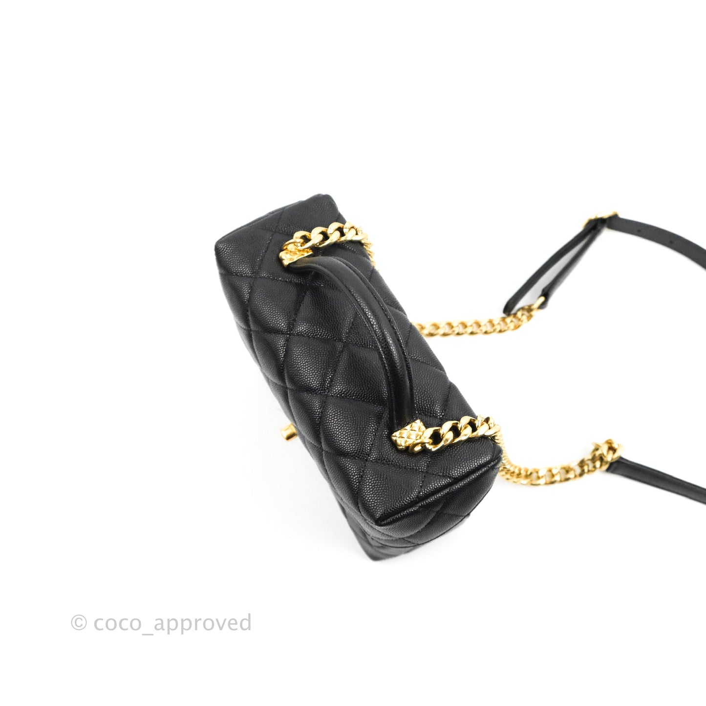 Chanel Small Vanity Flap Bag With Handle Black Caviar Gold Hardware 23C