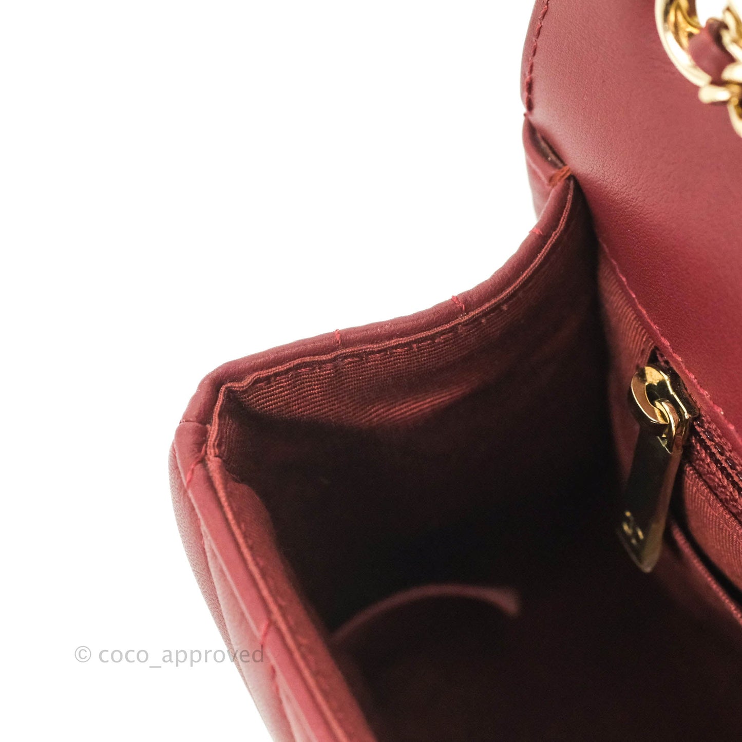 Chanel Small Statement Chevron Flap Bag Burgundy Lambskin Gold Hardware