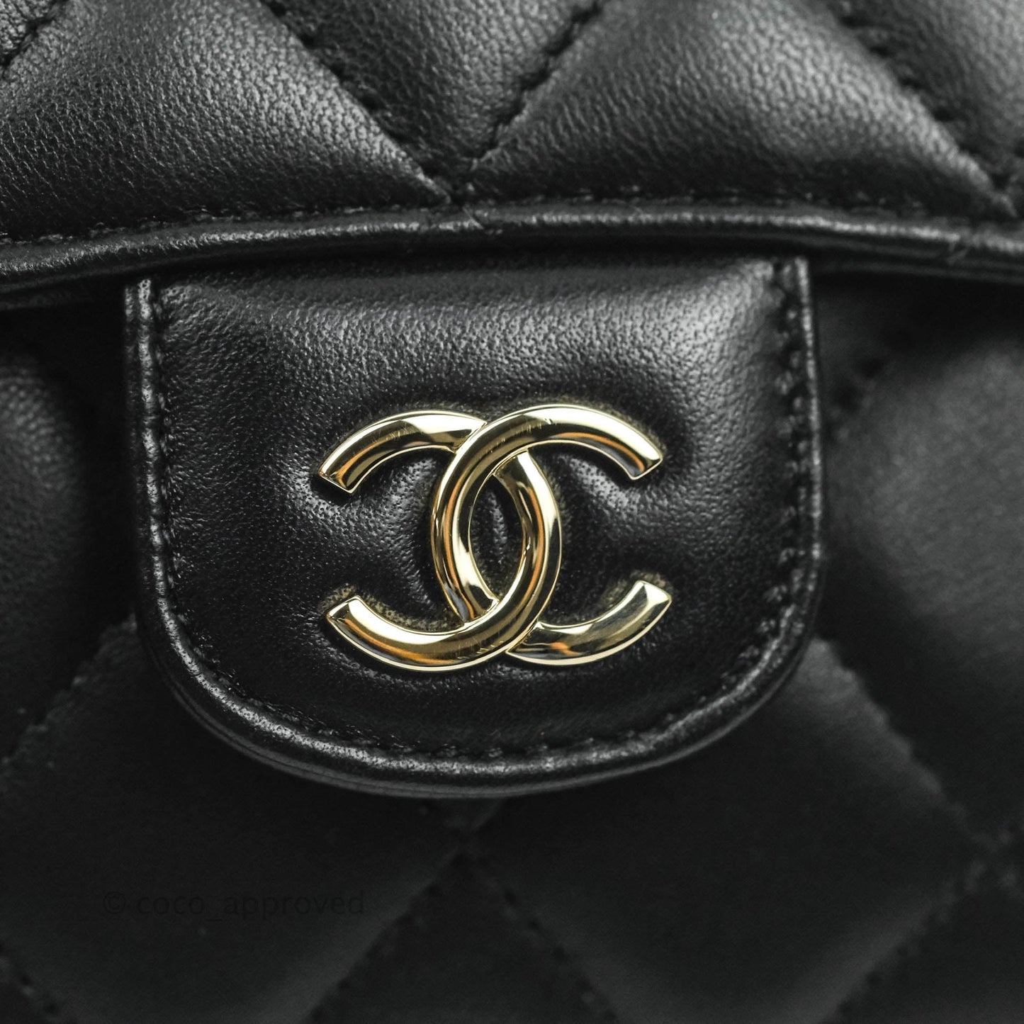 Chanel Mini Handle Clutch With Chain Black Lambskin Gold Hardware 22P