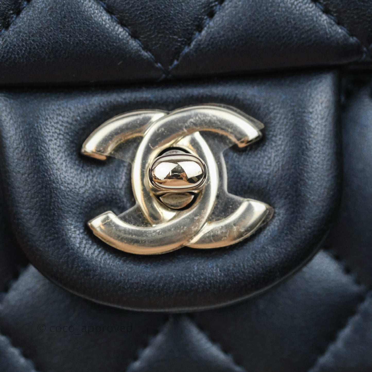 Chanel Quilted Mini Rectangular Lambskin Dark Navy Silver Hardware